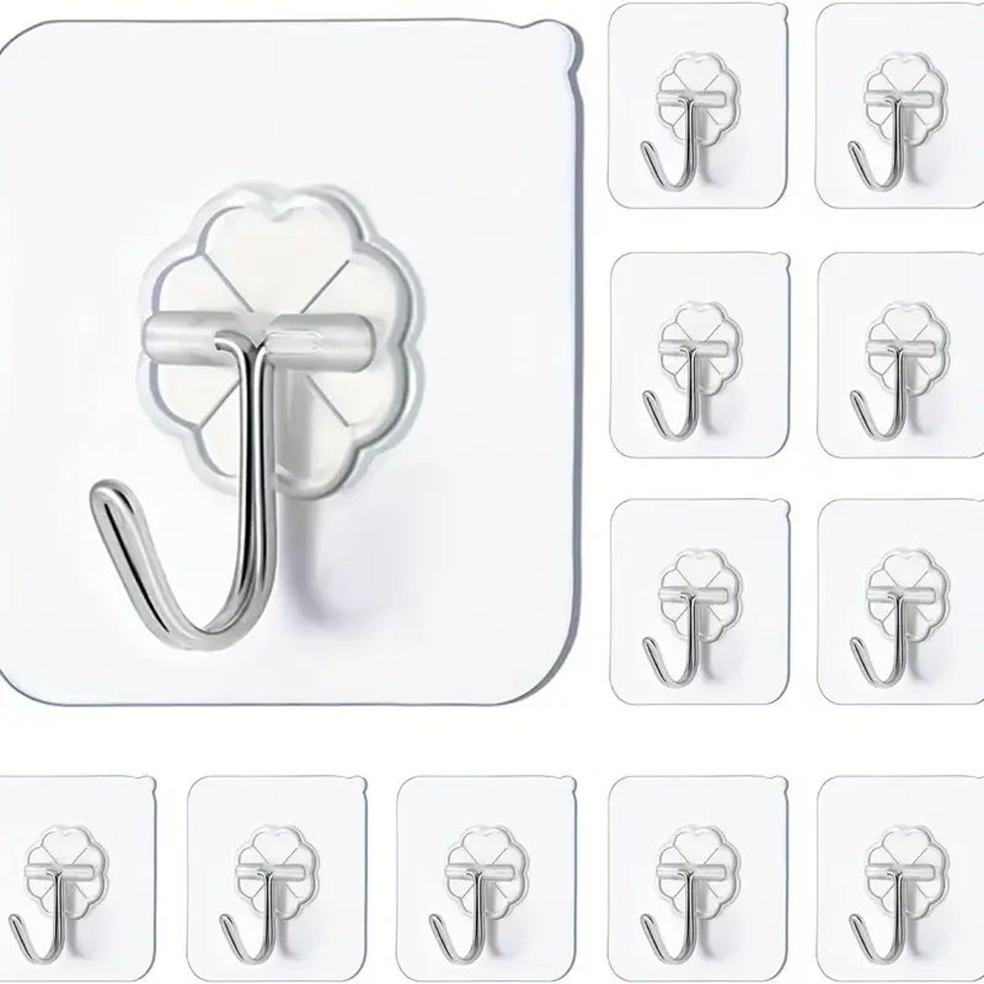 transparent self-adhesive wall hooks – heavy-duty multipurpose pvc towel, key & kitchen bathroom organizer hooks