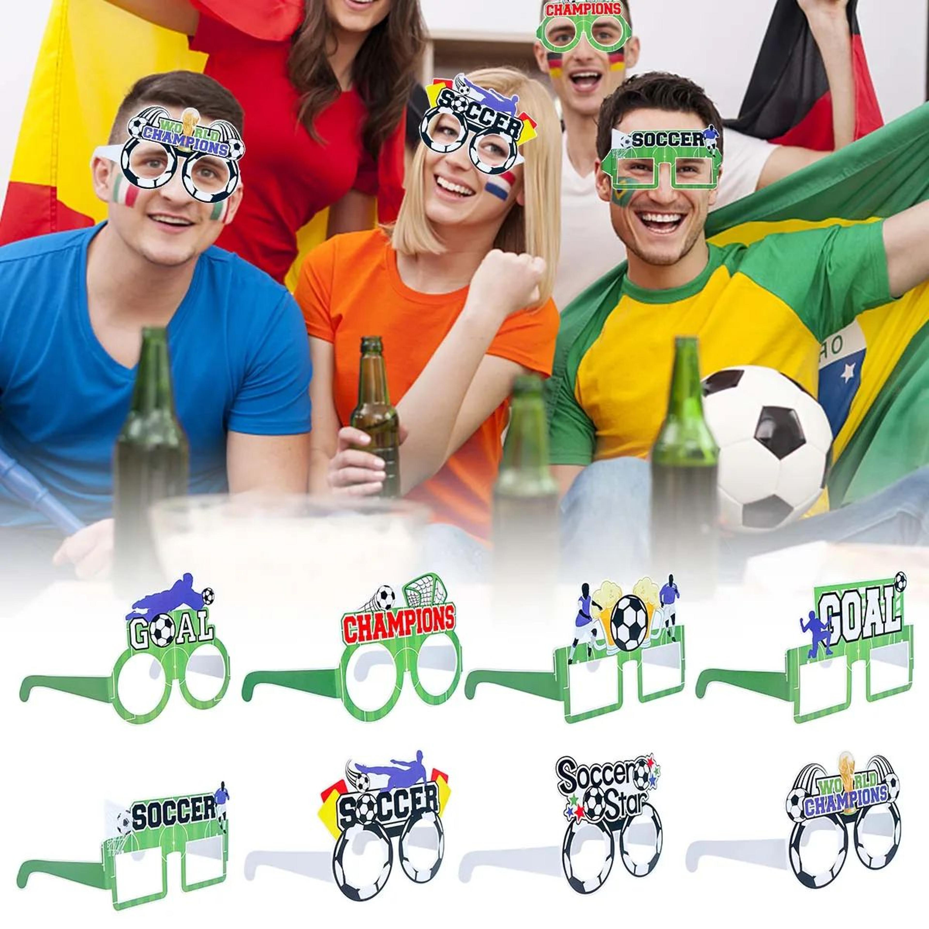 8pcs football party paper glasses – soccer birthday photo booth props for boys 1st birthday & baby shower decorations