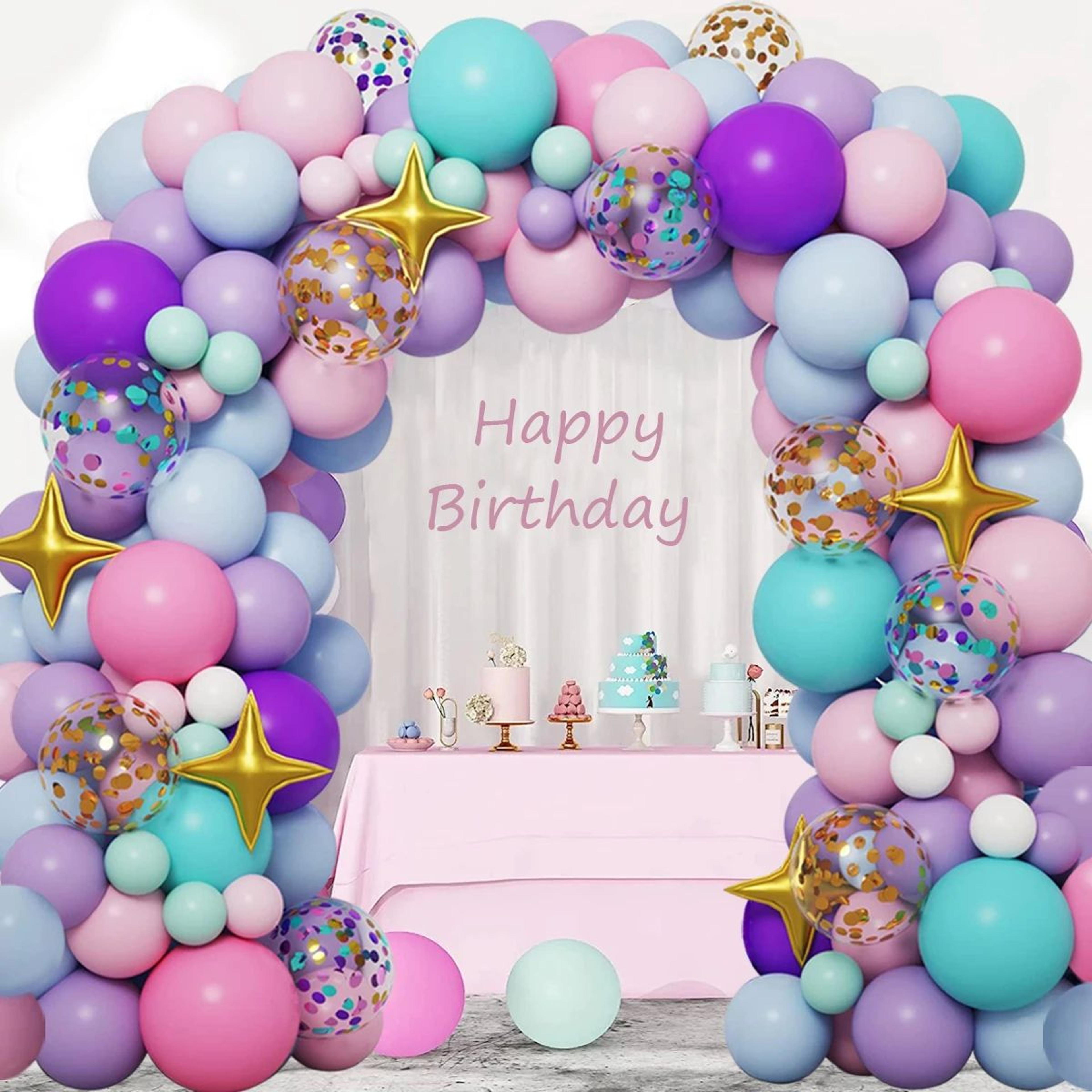 unicorn star rainbow balloon garland arch kit – latex party balloon decorations for birthday, baby shower & wedding