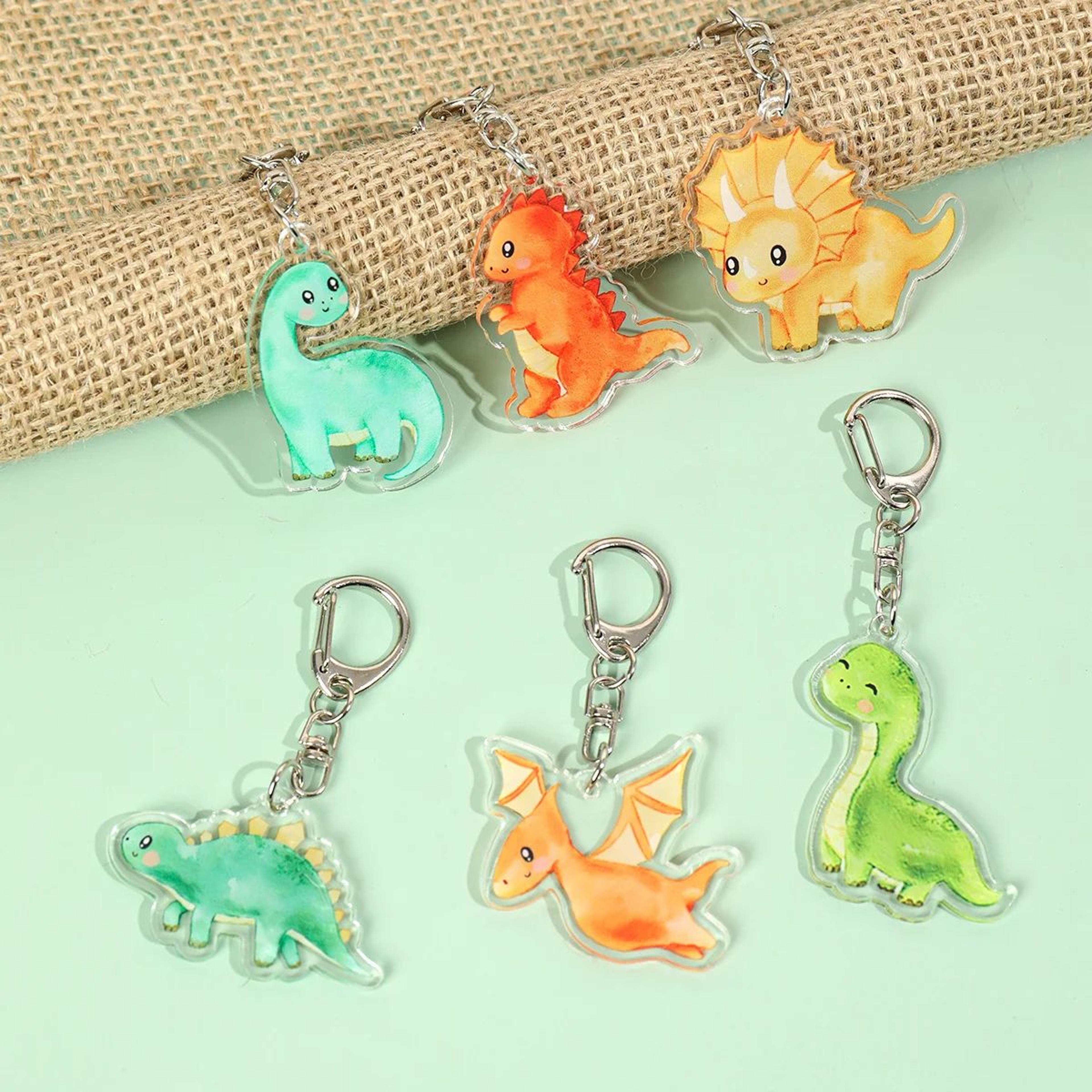 dinosaur party acrylic keychains – safari dino birthday party favors for kids, baby shower & wild one 1st birthday gifts