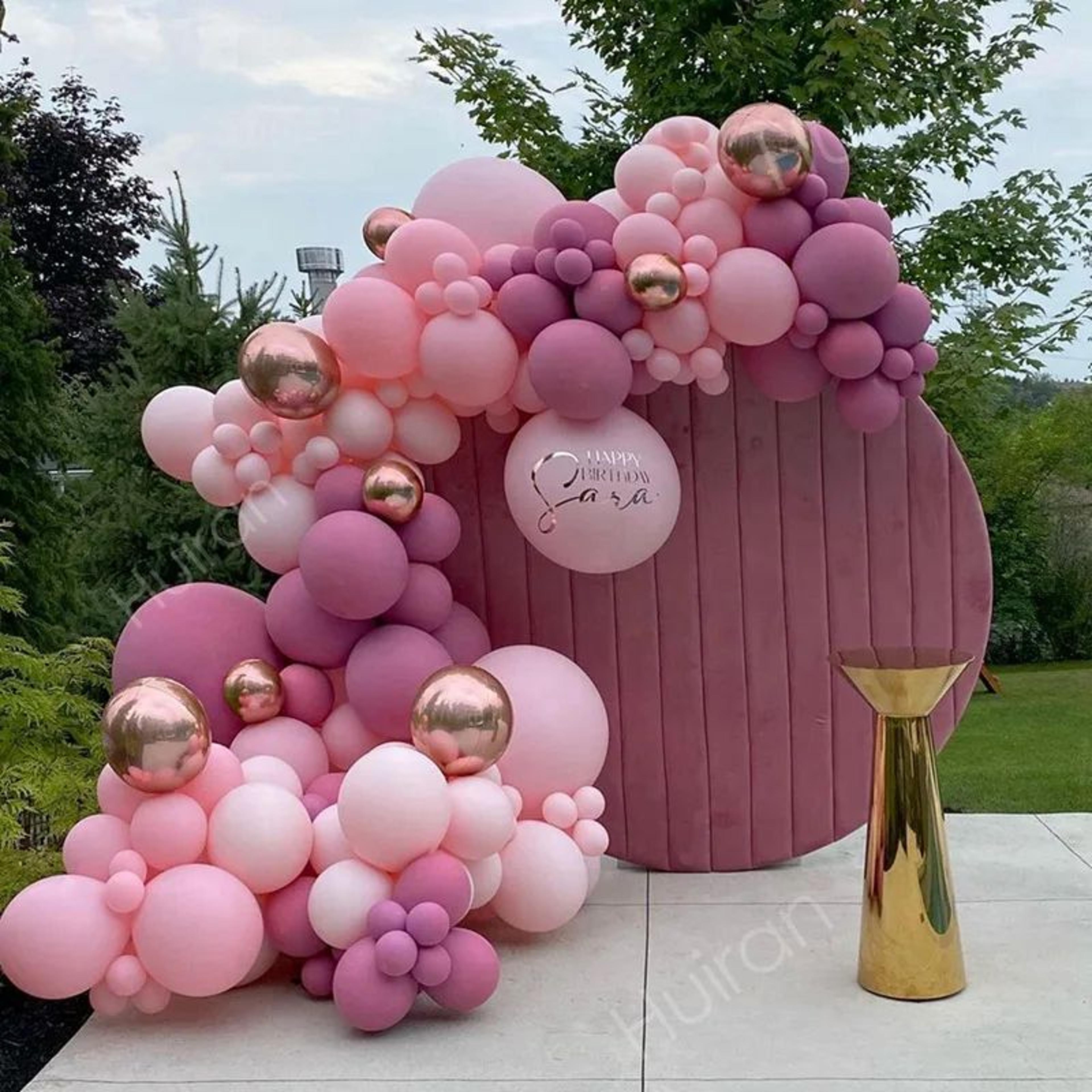 pink balloon garland arch kit – happy birthday balloon decoration for baby shower, wedding & party supplies