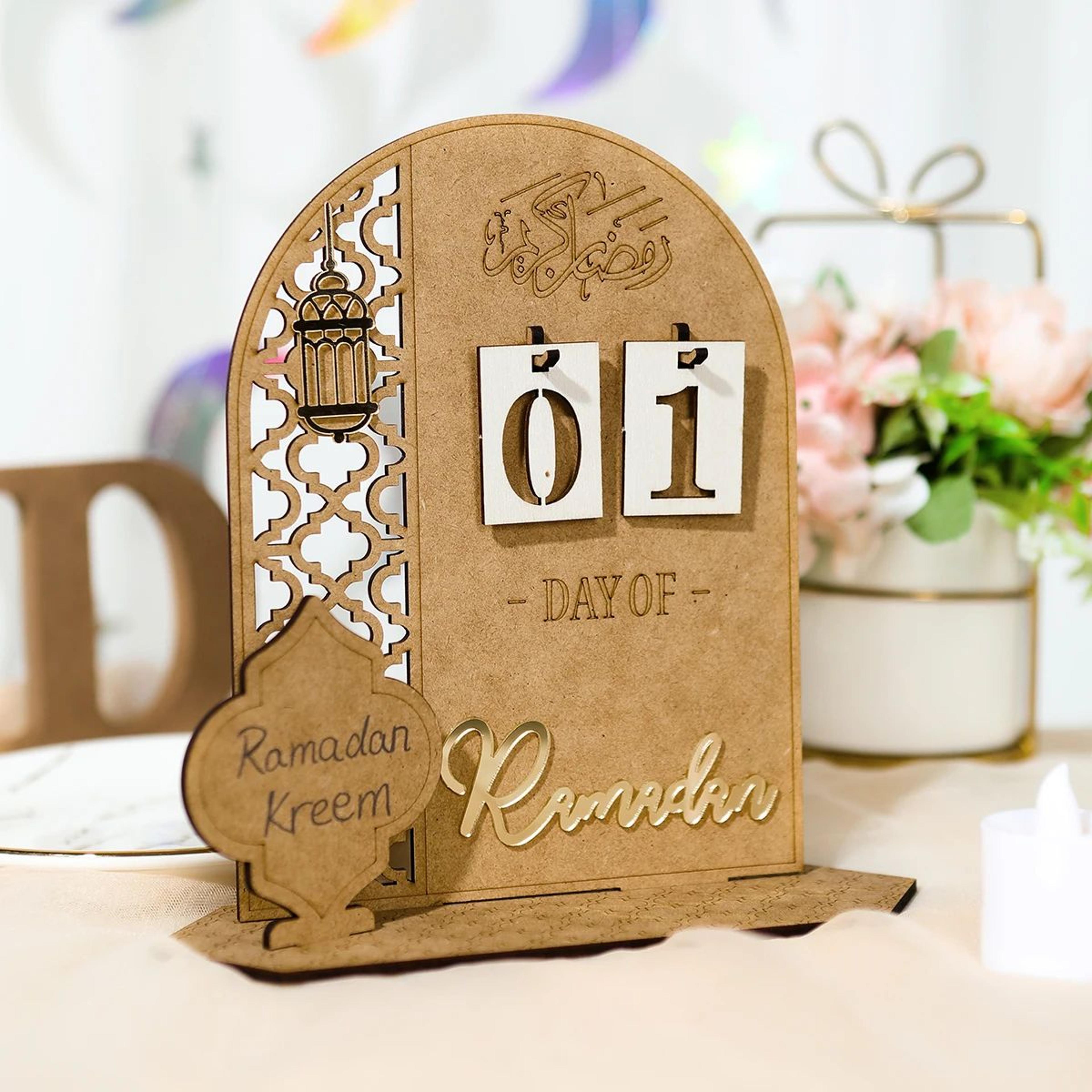 wooden ramadan countdown calendar – eid mubarak ramadan kareem ornament for islamic home & eid al adha decor