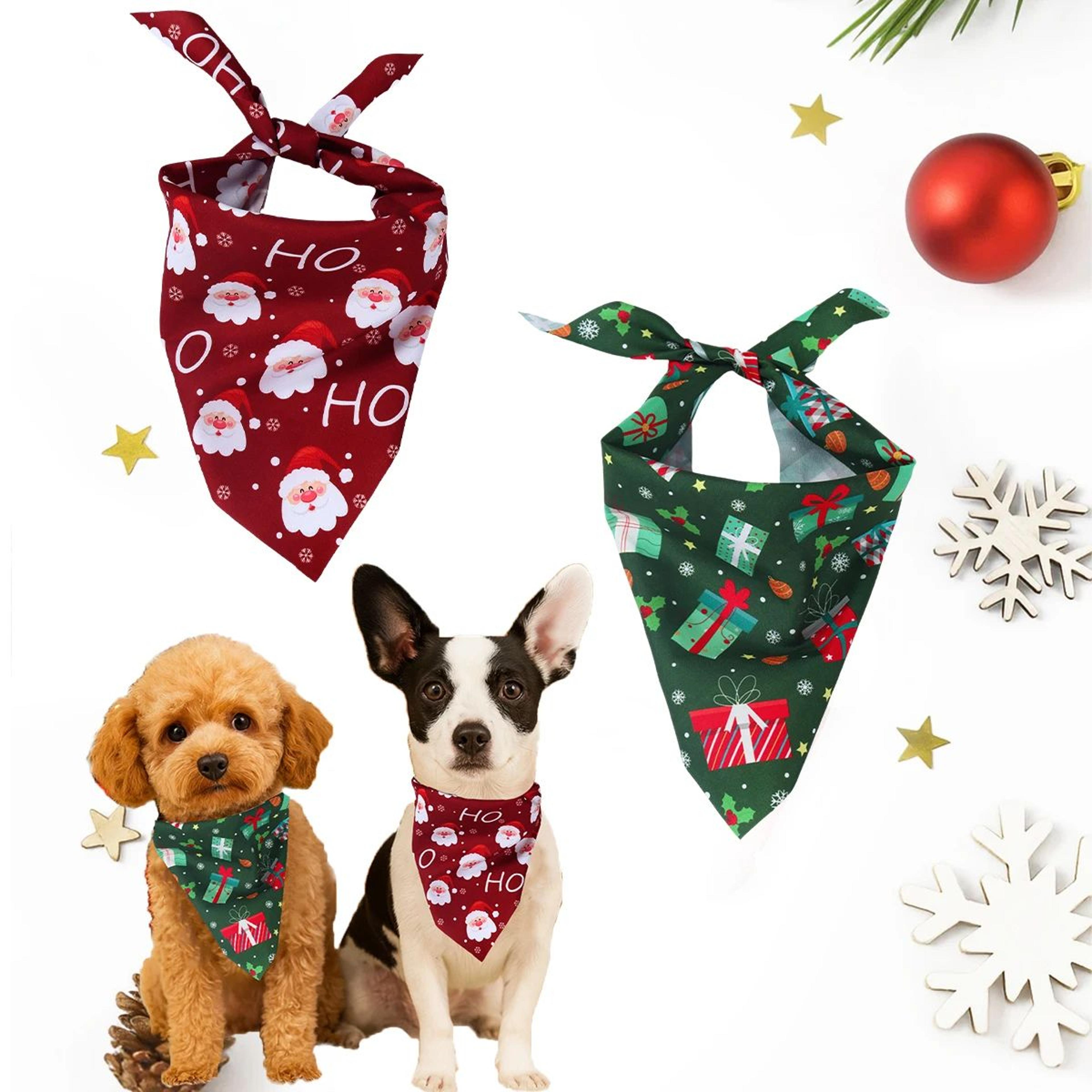 2 pcs christmas dog bandanas – santa & christmas tree holiday pet scarf triangle bibs for small, medium & large dogs