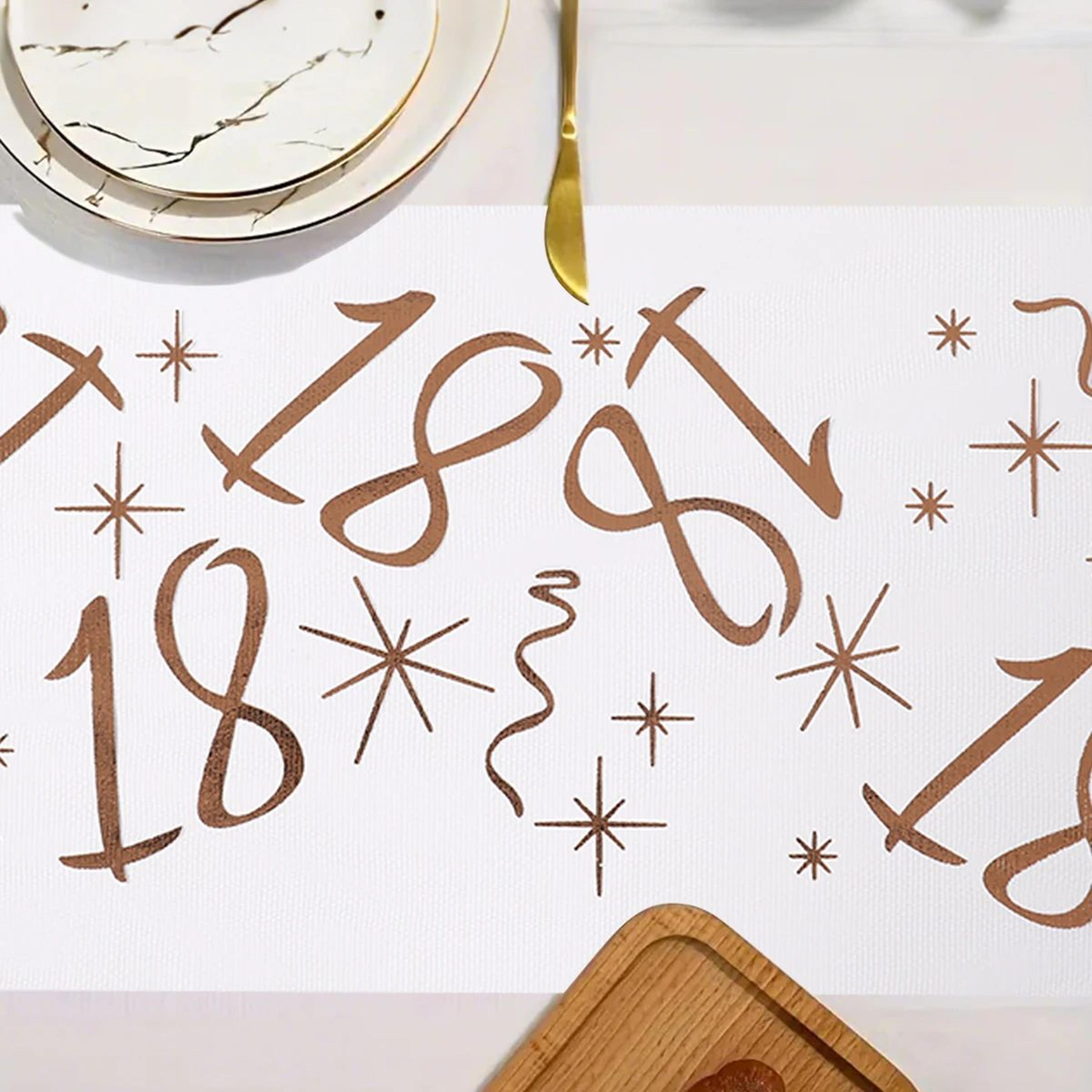 rose gold birthday table runner – elegant party table decoration for 18th, 30th, 50th, 60th & 70th birthday celebrations