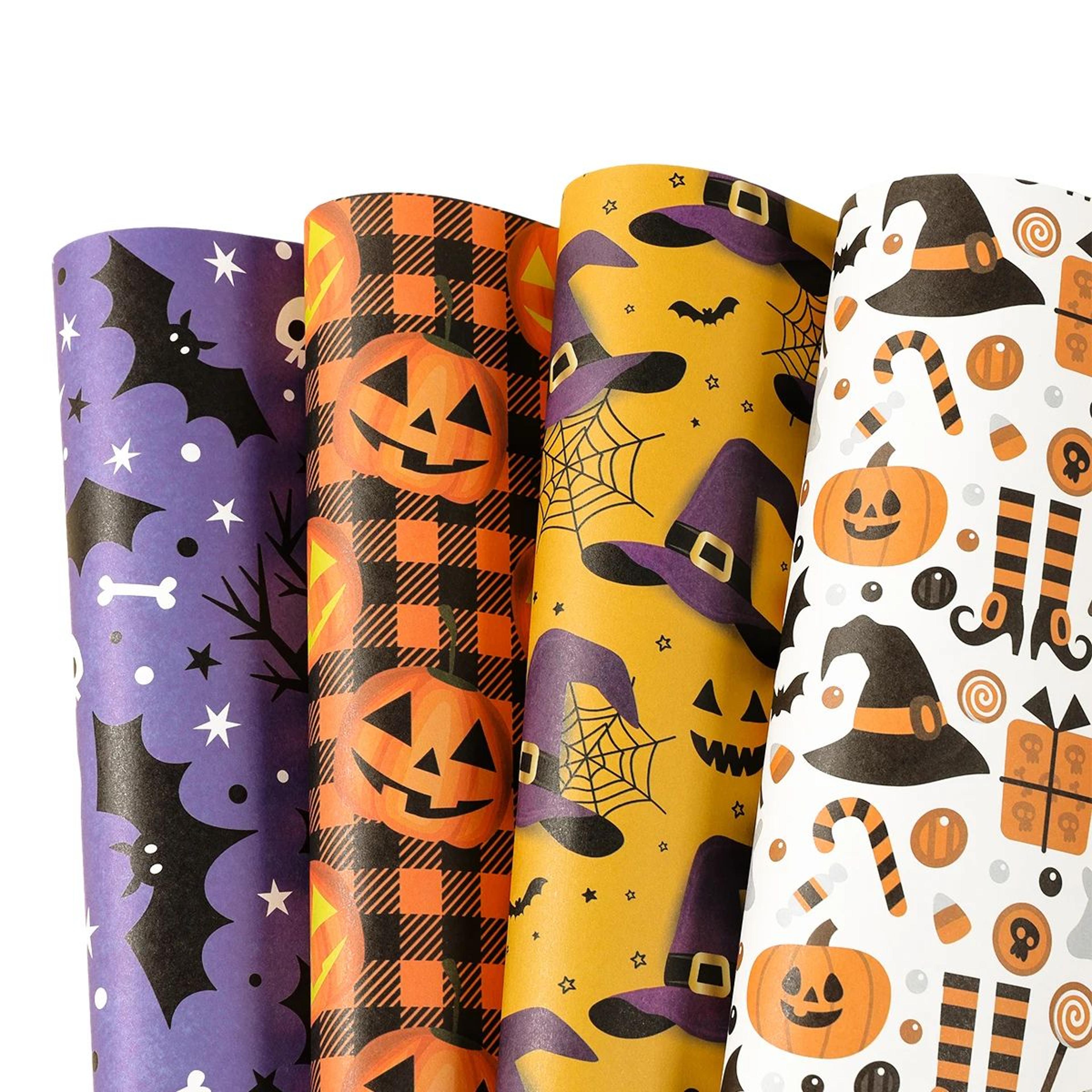halloween wrapping paper – ghost, pumpkin & bat pattern decorative gift wrap tissue paper for crafts & party decor