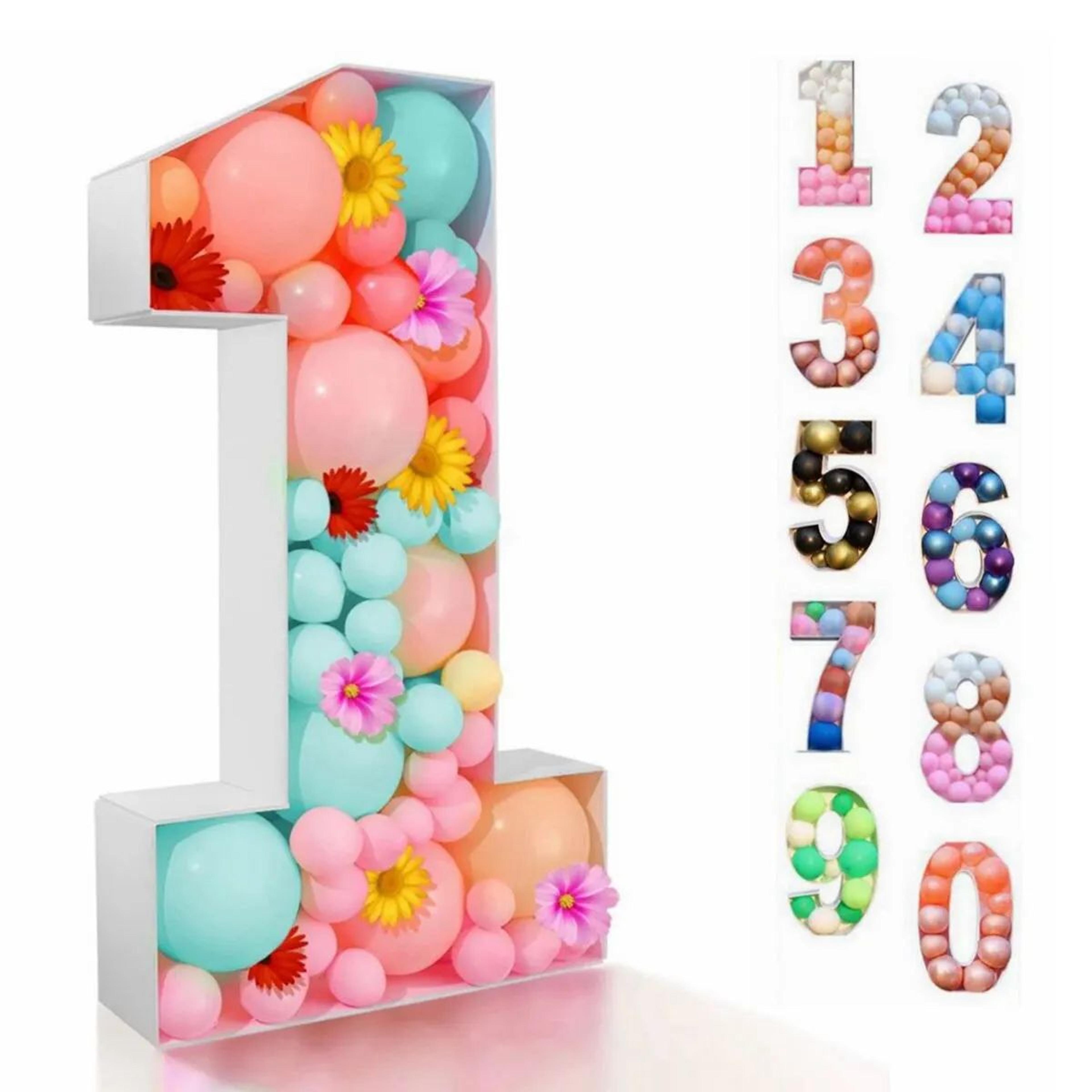 36 3/5 in giant number balloon filling box – diy birthday balloon frame for 1st, 18th, 30th, 40th & 50th party decor