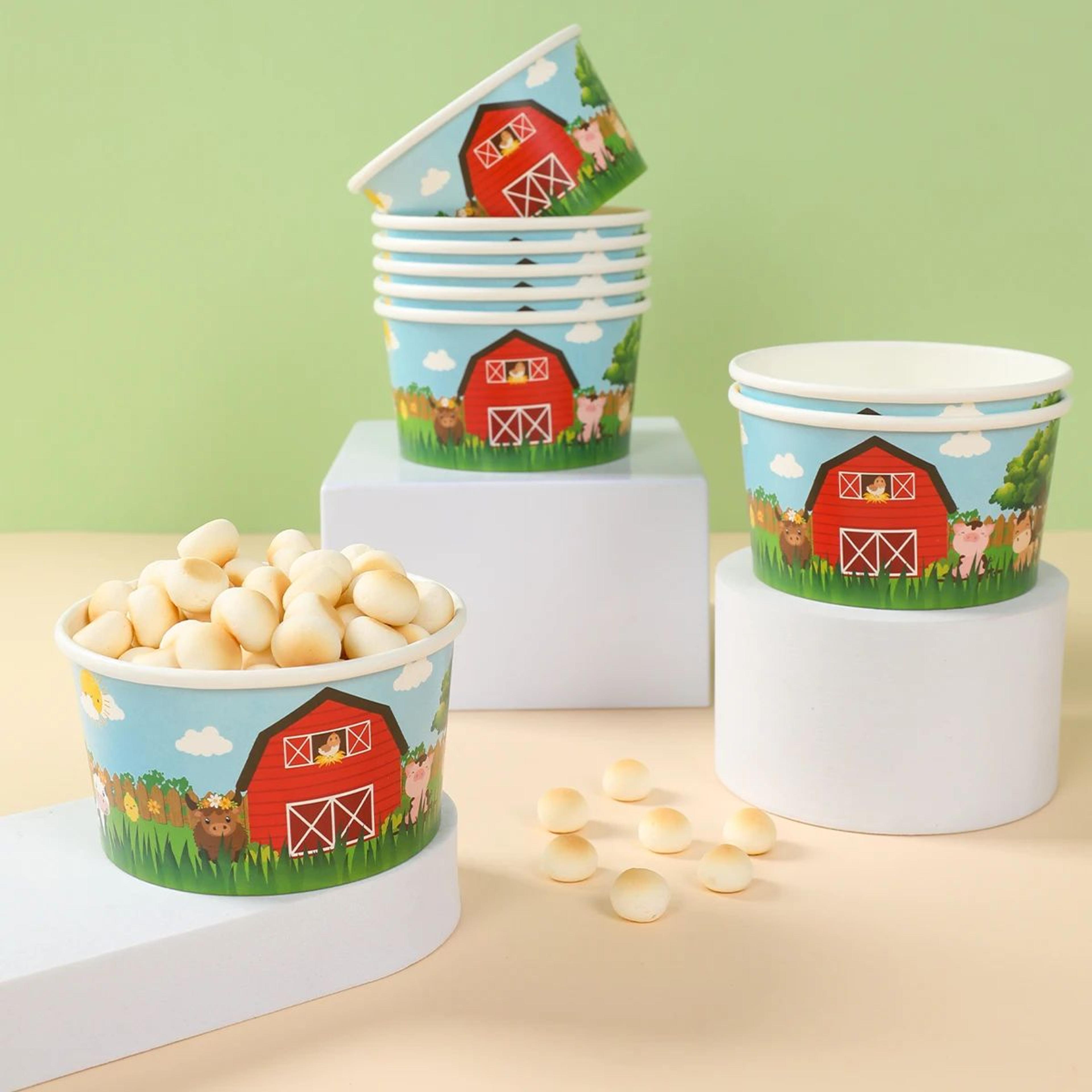 10 pcs farm animals paper bowls – farm animal birthday party snack, soup & ice cream bowls for kids celebration
