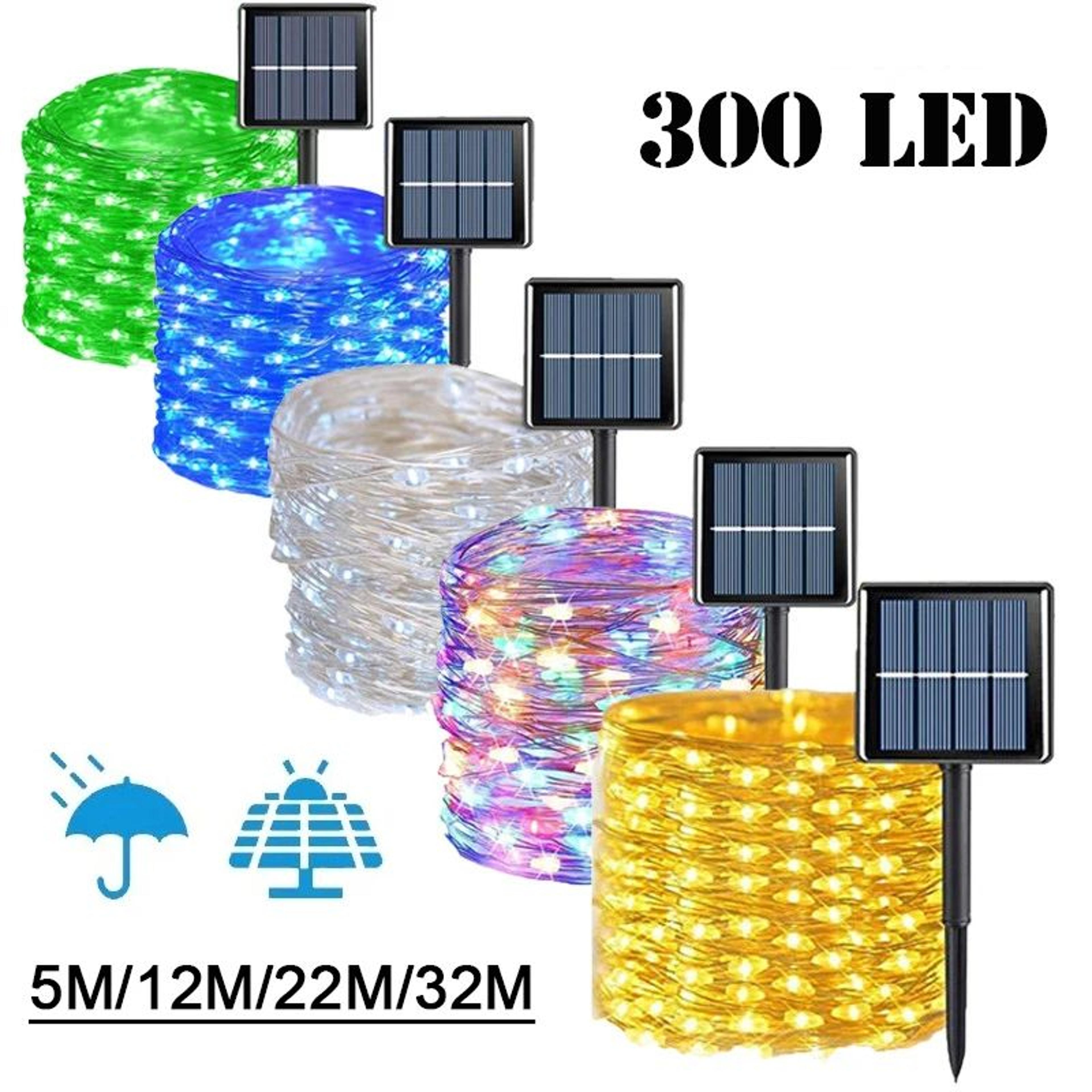 solar led fairy string lights outdoor – waterproof twinkle copper wire garden lights for christmas patio tree party