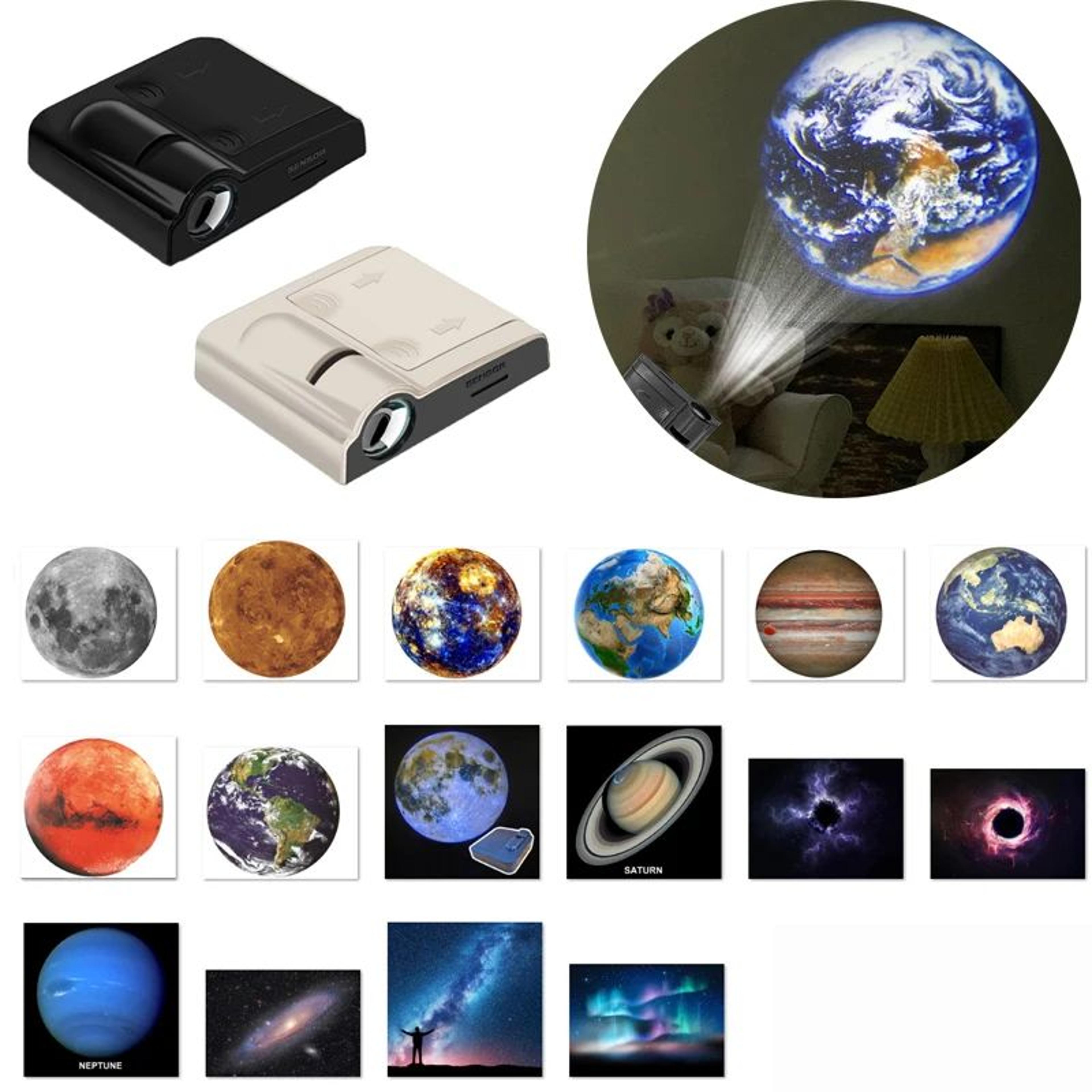 planet projection lamp with earth, moon, sun & galaxy light sheets – led night light photography projection lamp