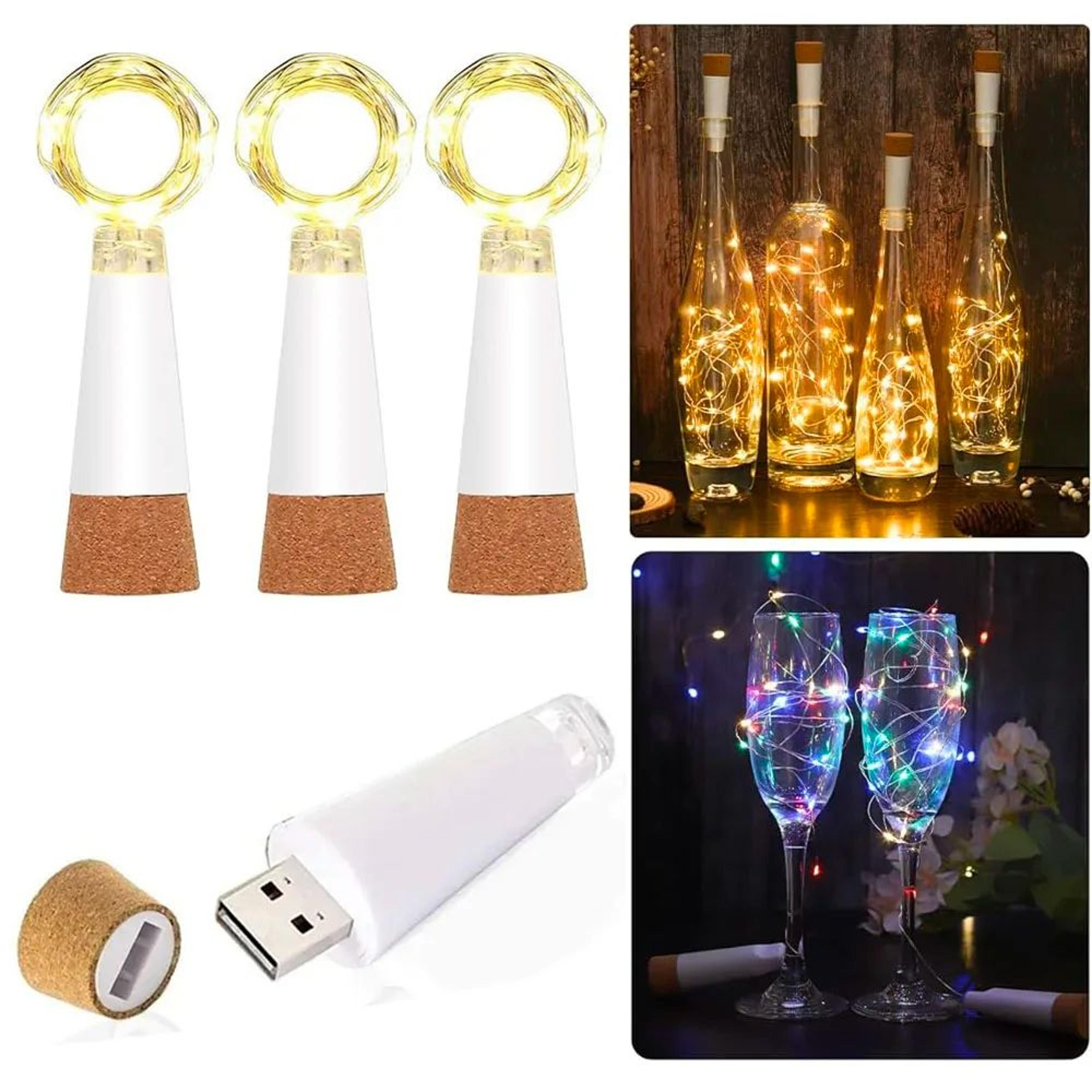 6.6 ft 20 led usb rechargeable cork bottle fairy lights – wine bottle string lights for christmas, wedding & home decor