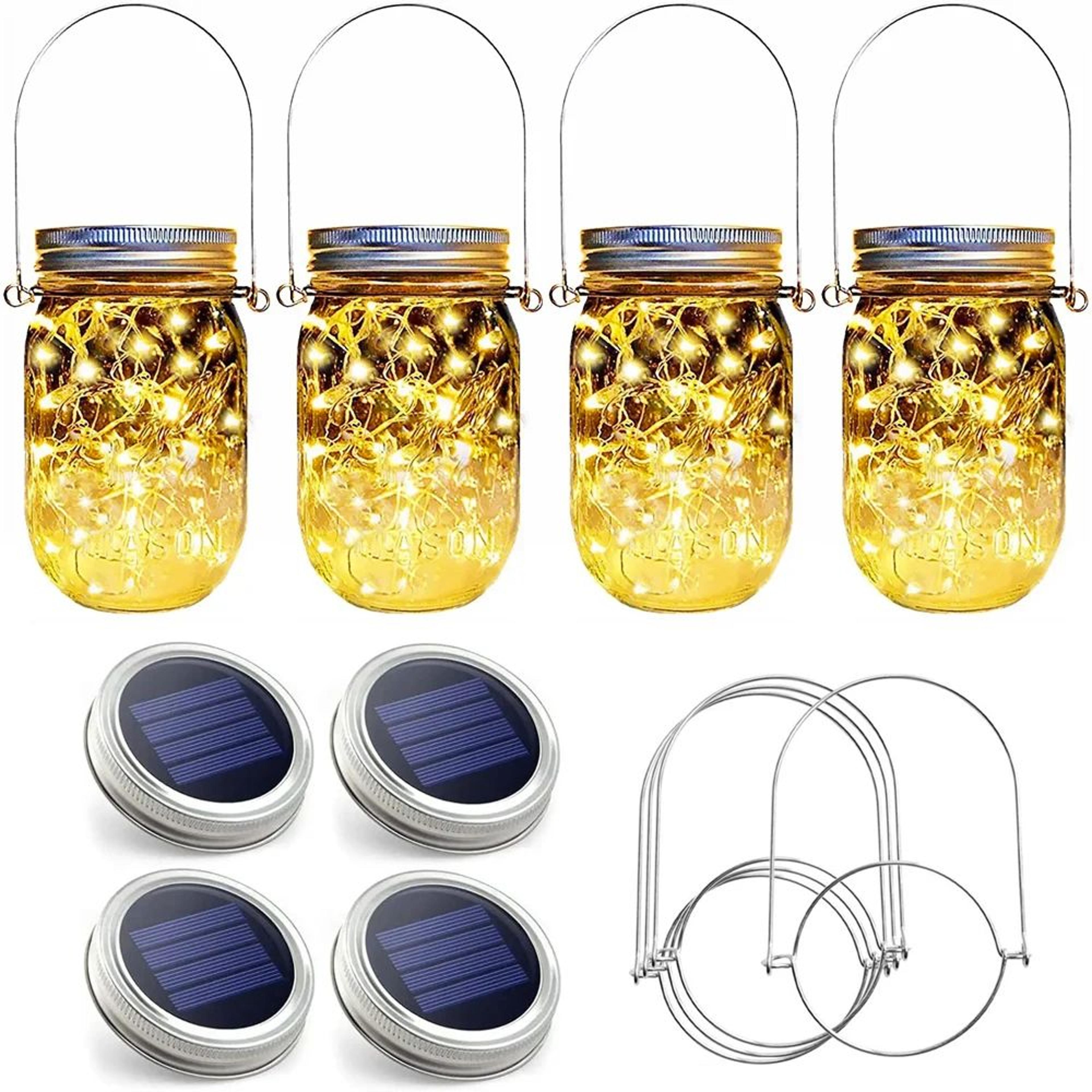 solar mason jar lid fairy string lights – 20 led waterproof hanging lantern lights for garden, patio, wedding & party