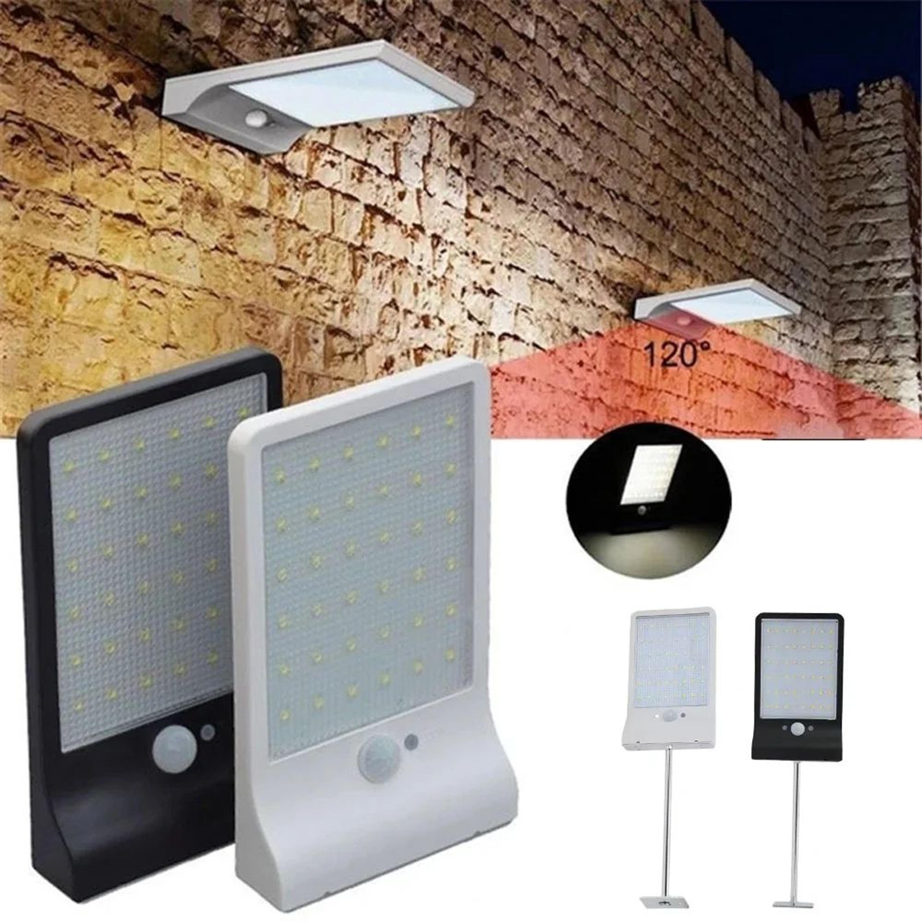 48 led solar motion sensor wall light – 450lm ip65 waterproof outdoor security light with remote & aluminum mount pole