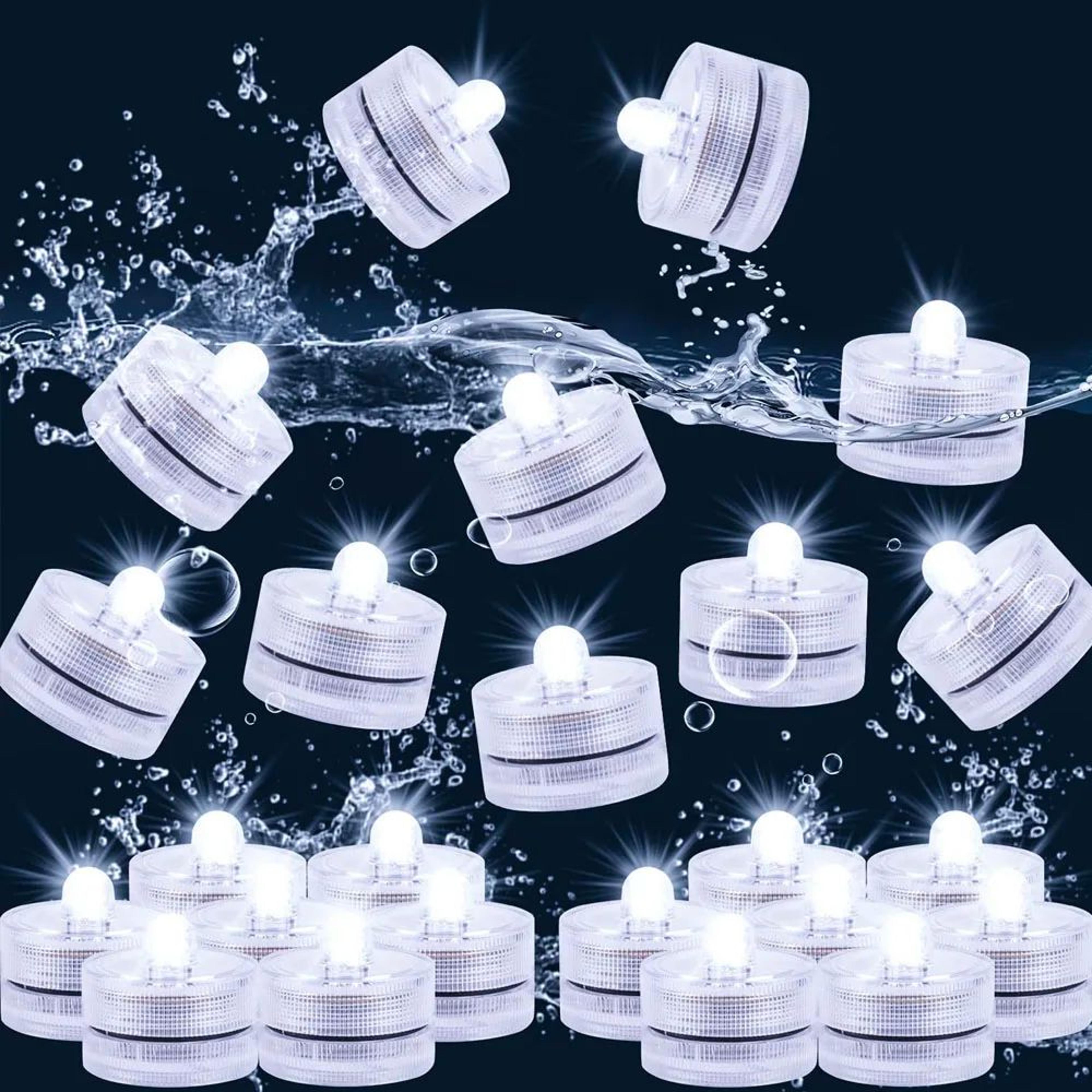 ip68 waterproof submersible led tea lights – battery operated flameless underwater led candles for vases, ponds & party