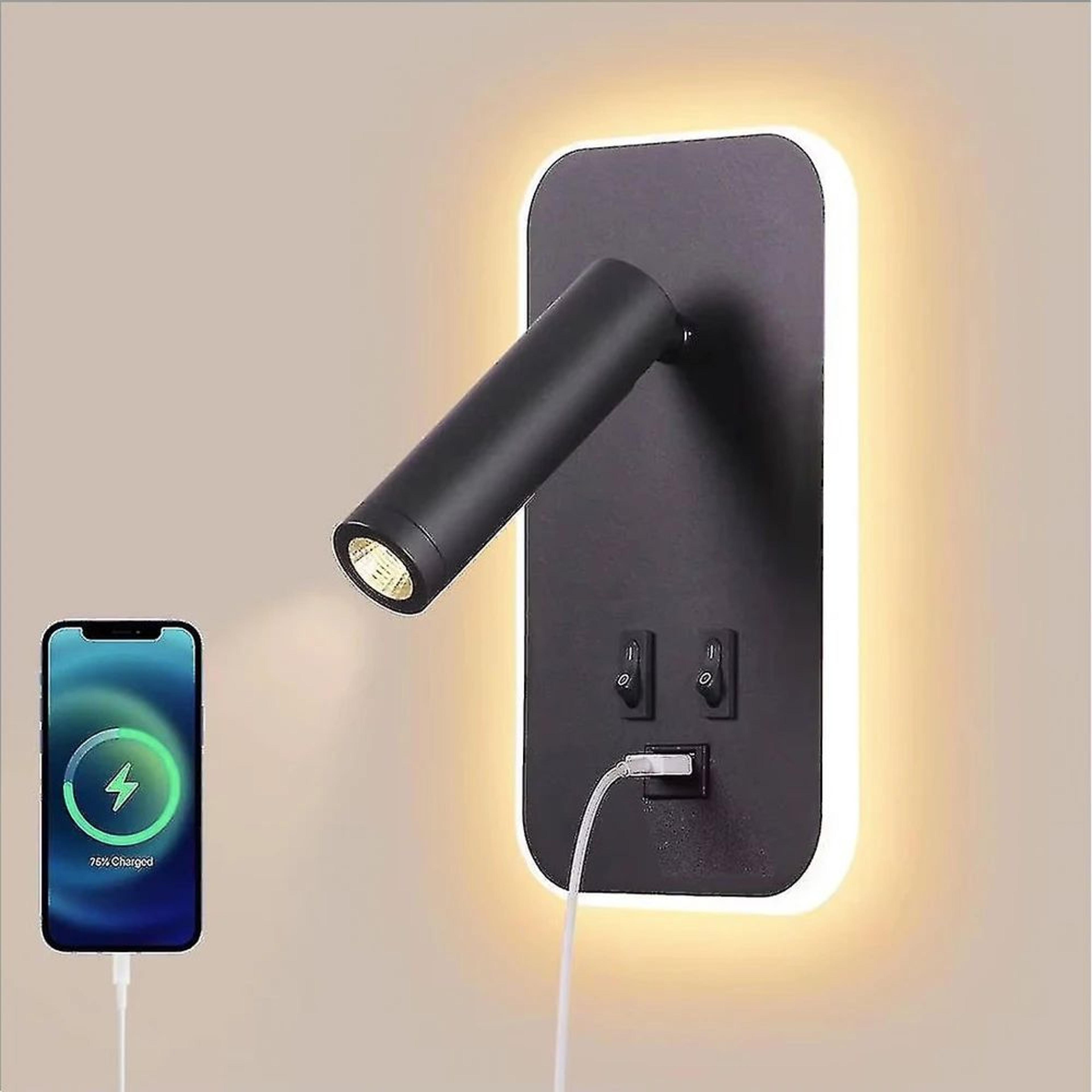 modern led rotating wall lamp with usb charging – 13w adjustable reading light for bedroom, living room & hotel