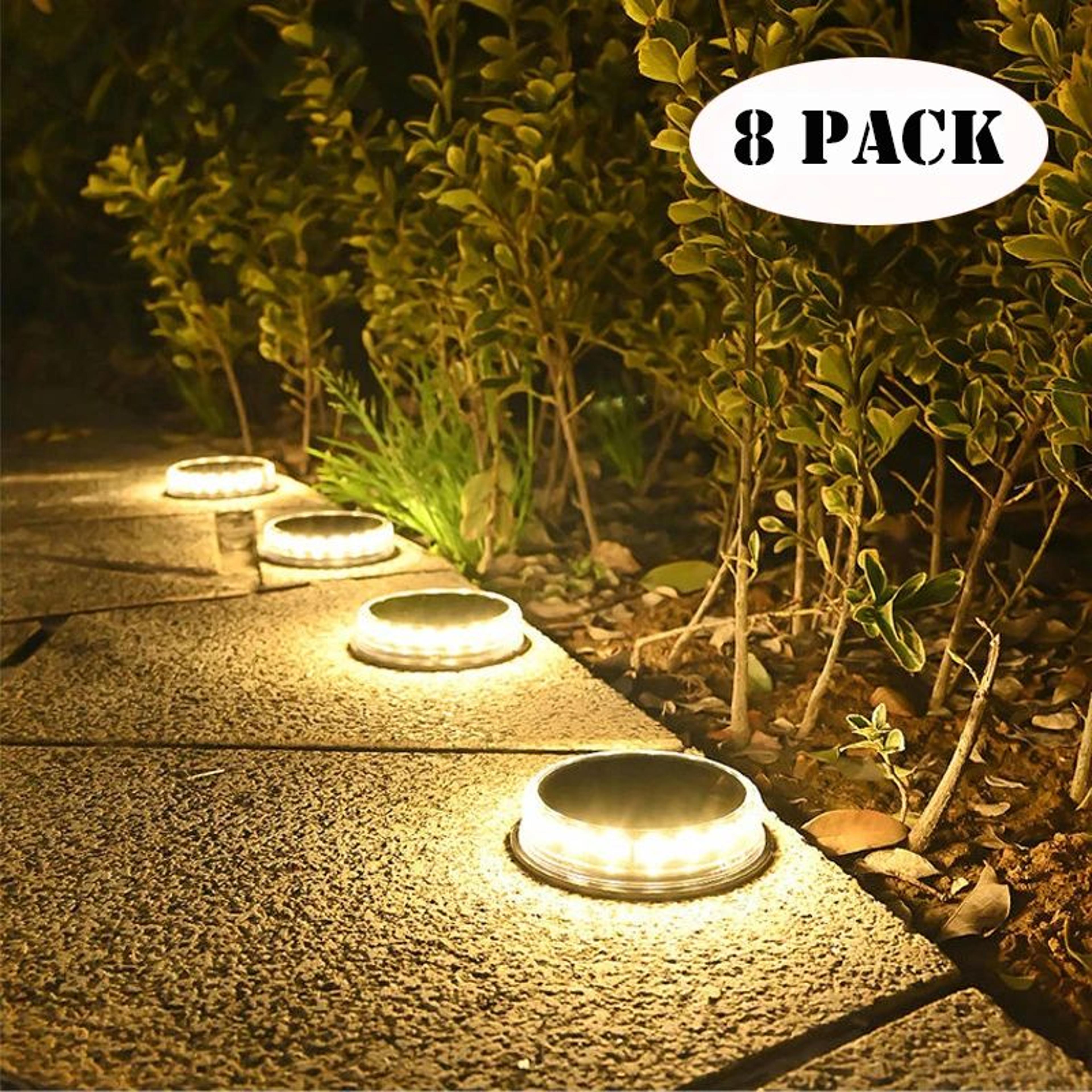 solar led ground disk lights – 4.5 in. ip65 waterproof outdoor landscape pathway garden lawn lights, 17 leds