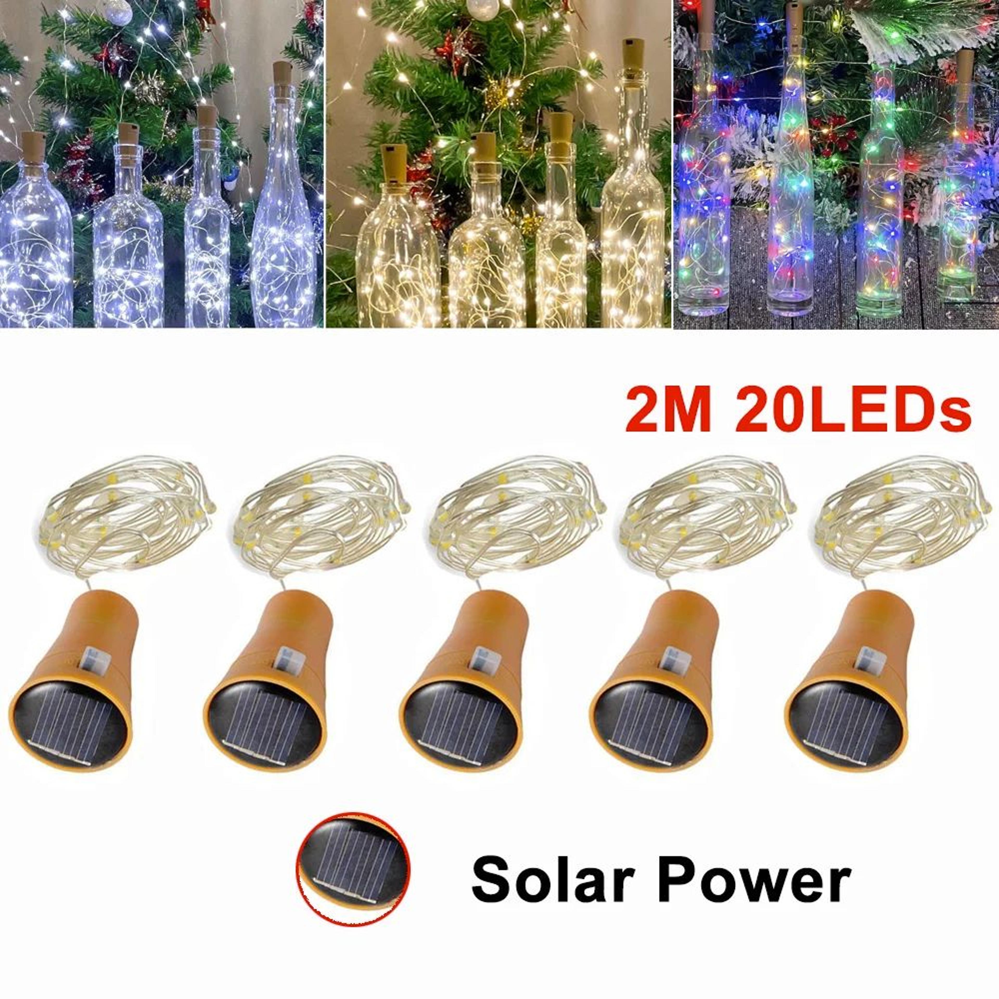 solar wine bottle cork fairy lights – 6.6 ft. 20 led waterproof copper wire string lights for garden, patio & home decor
