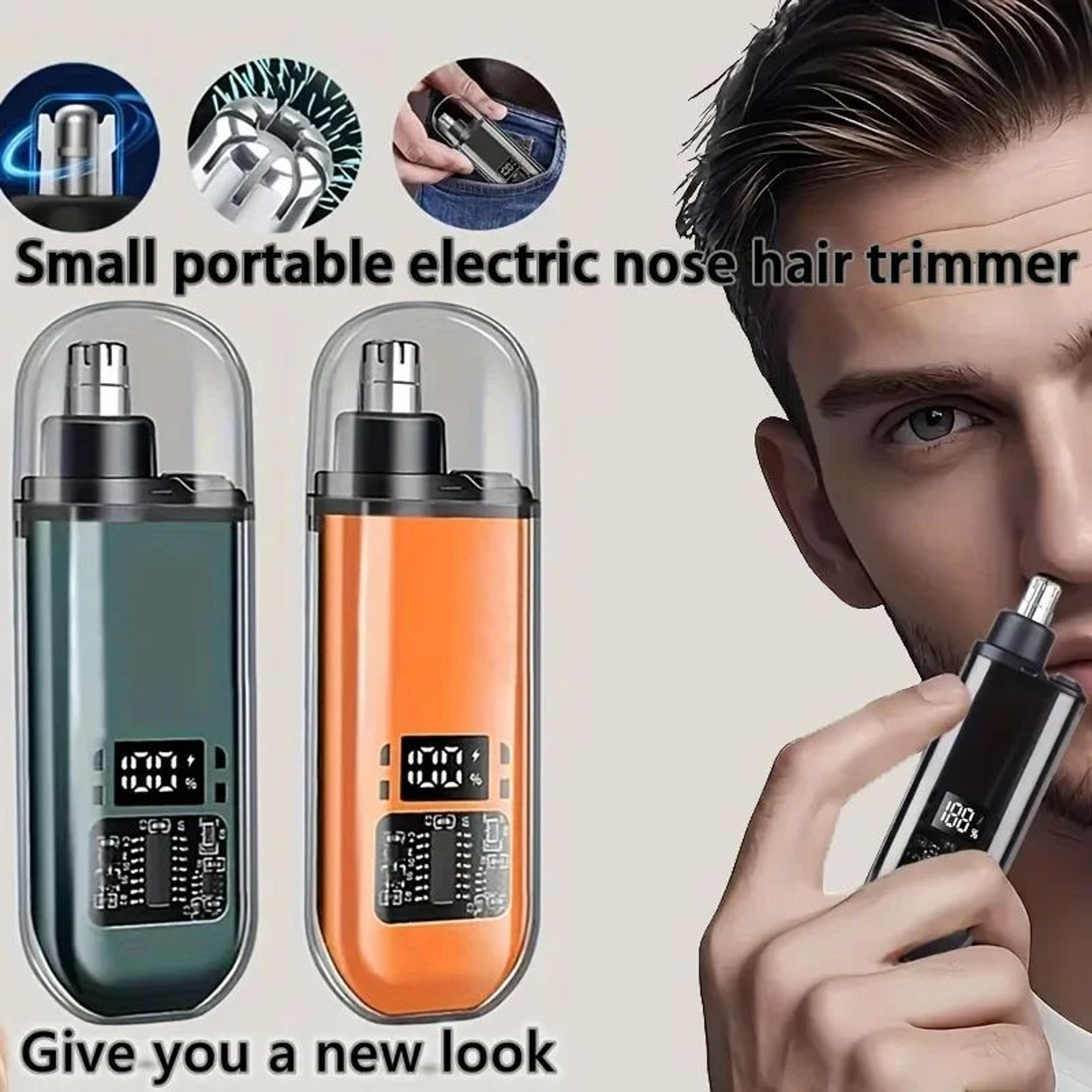 portable usb nose hair trimmer – compact men's ear & nose hair groomer, multifunctional cordless facial hair remover