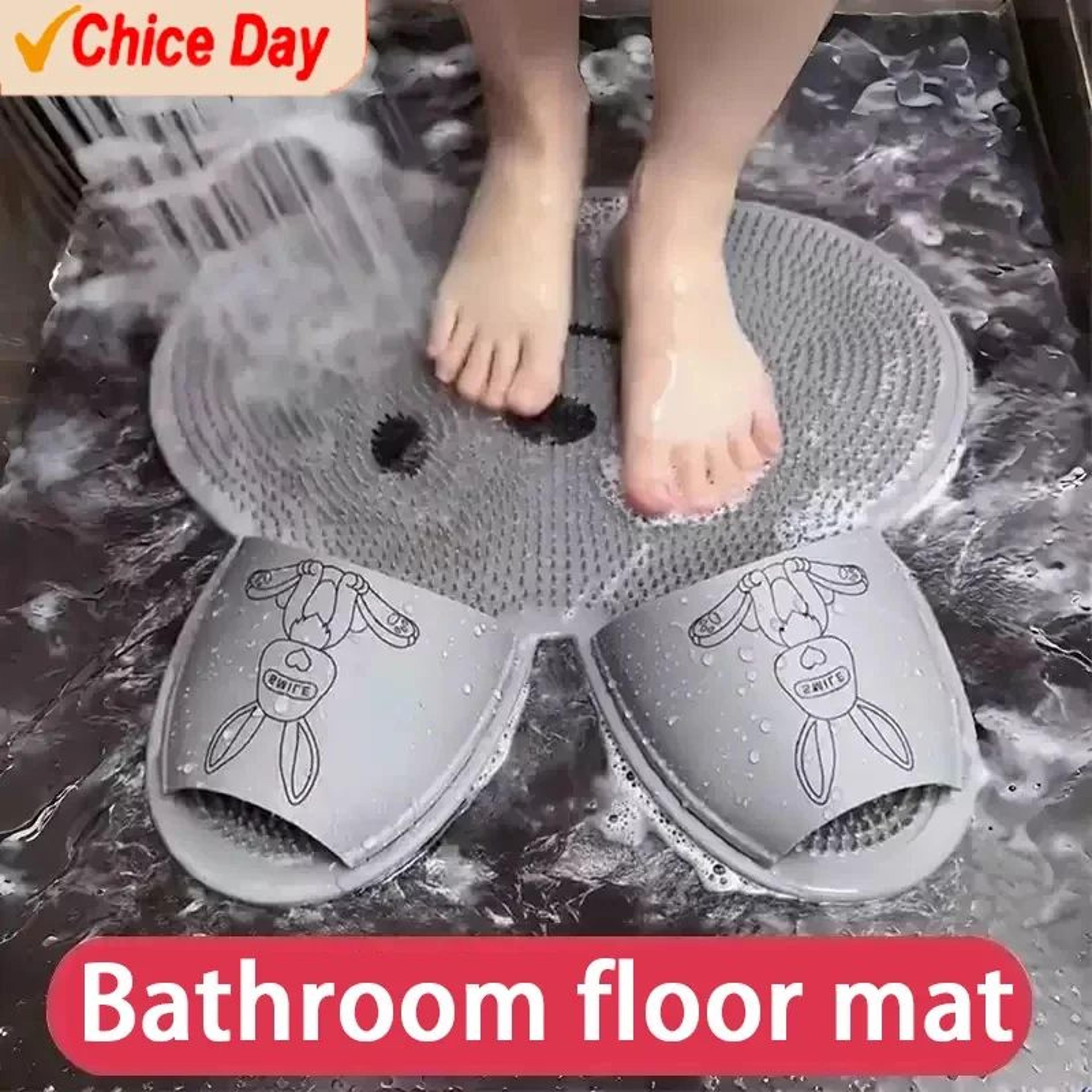 silicone foot scrubber shower mat – non-slip tpr foot massage & cleaning mat for bathroom & shower