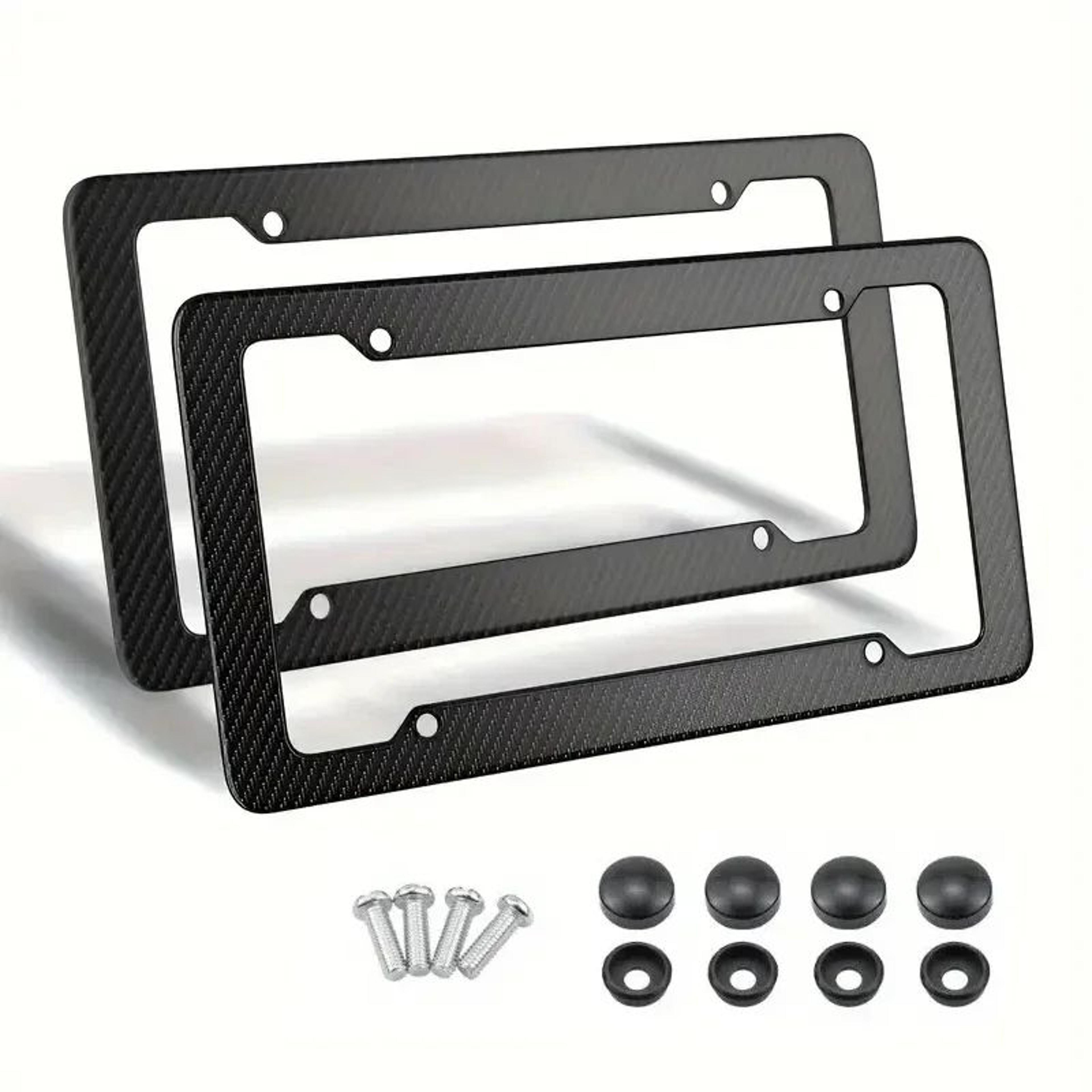 2 pcs carbon fiber license plate frame set – universal us/ca standard size rust-resistant car tag covers