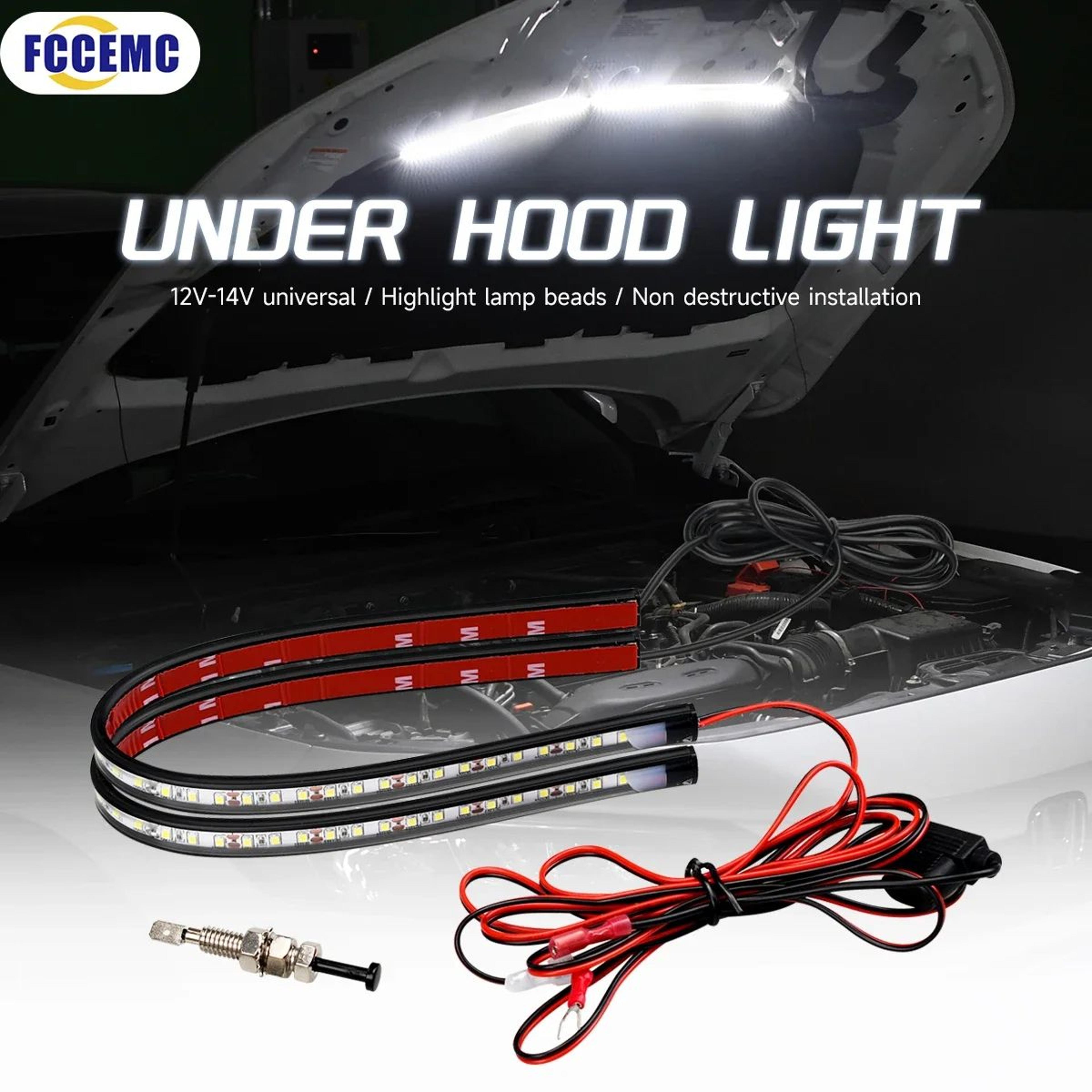 12v led under hood light bar – waterproof engine bay work light strip for cars, trucks, suvs & rvs