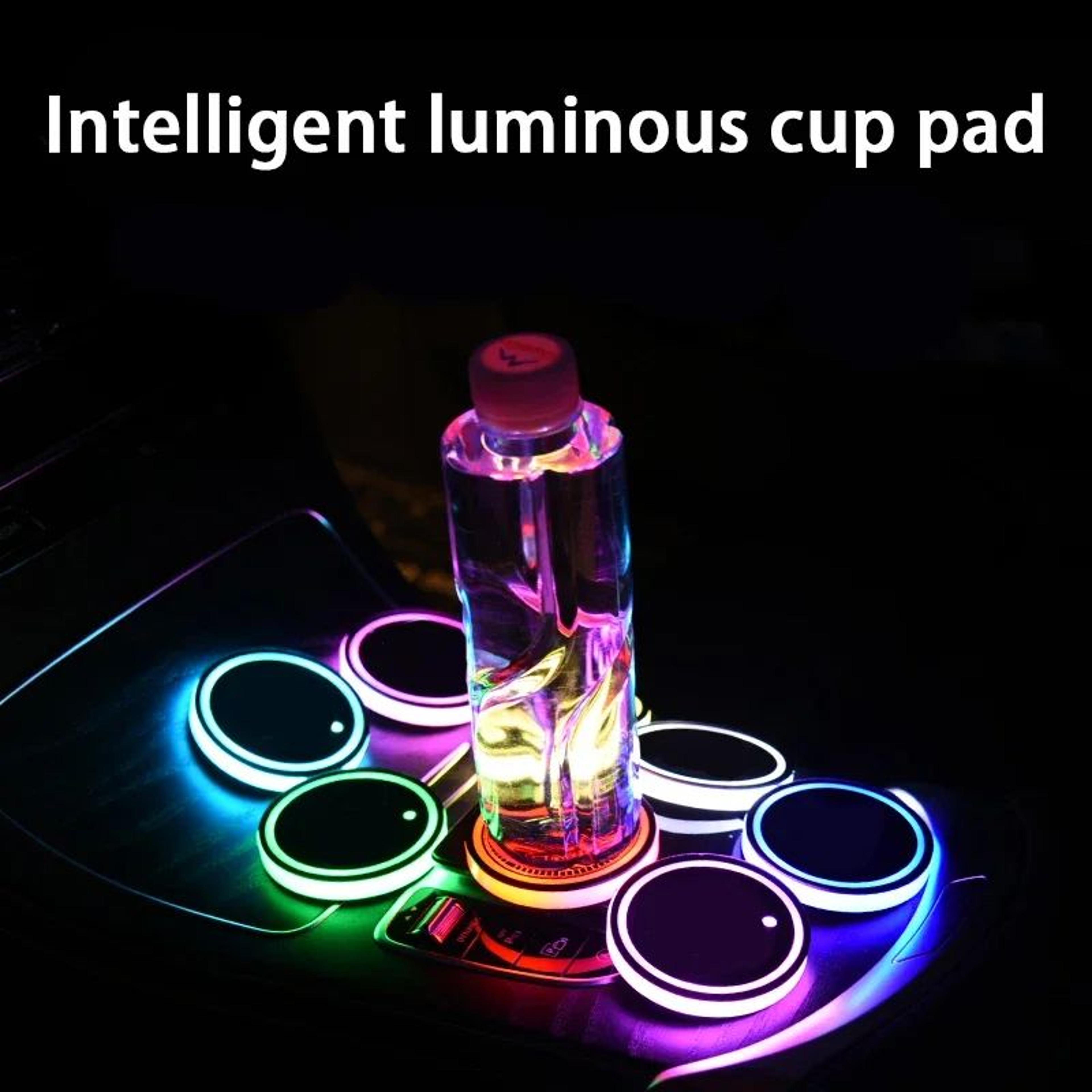 usb rechargeable led car cup holder coaster – color changing breathing ambient light anti-slip cup pad