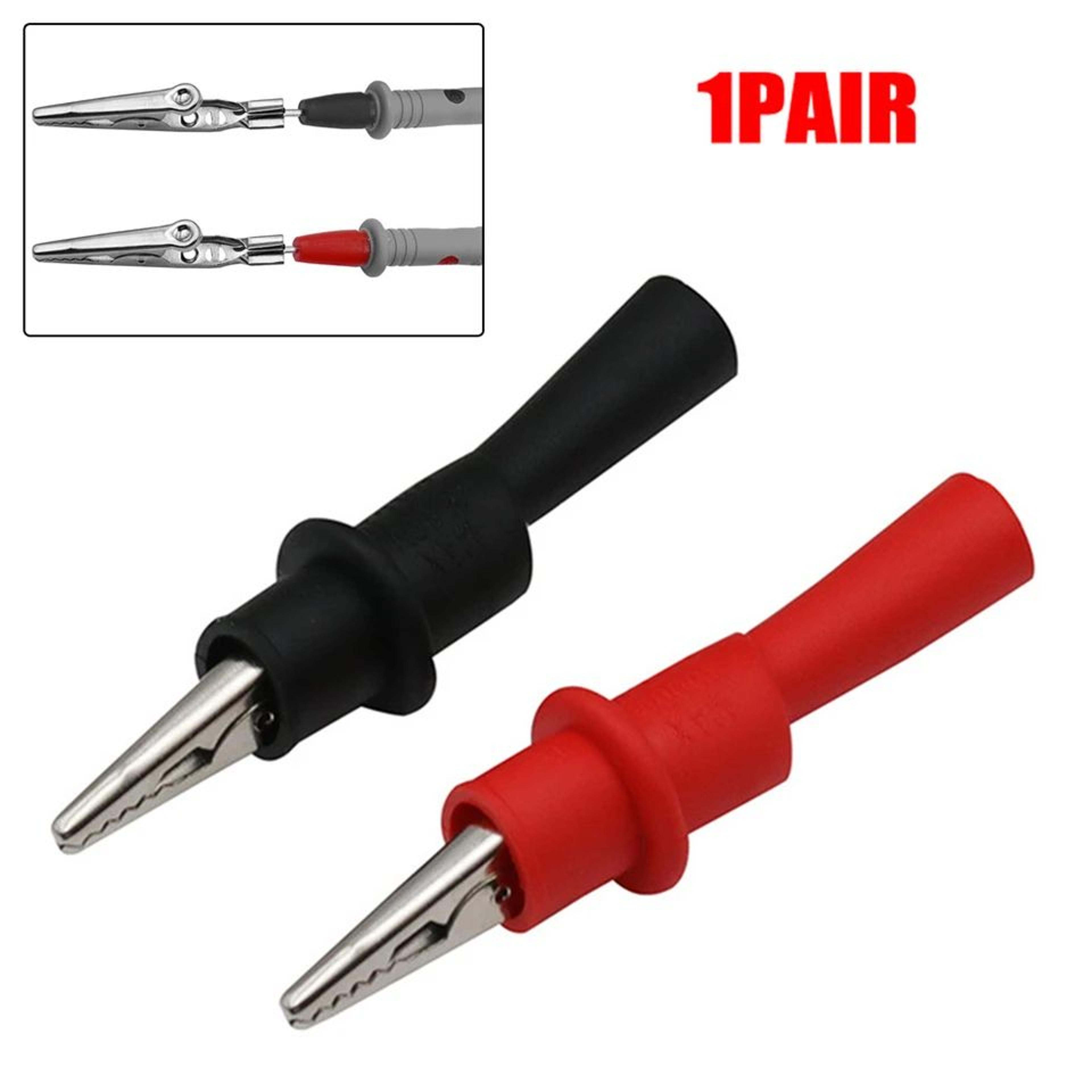 2pcs red & black multimeter test clip clamp set – 10a 1000v wire tips alligator clips for digital multimeter test leads