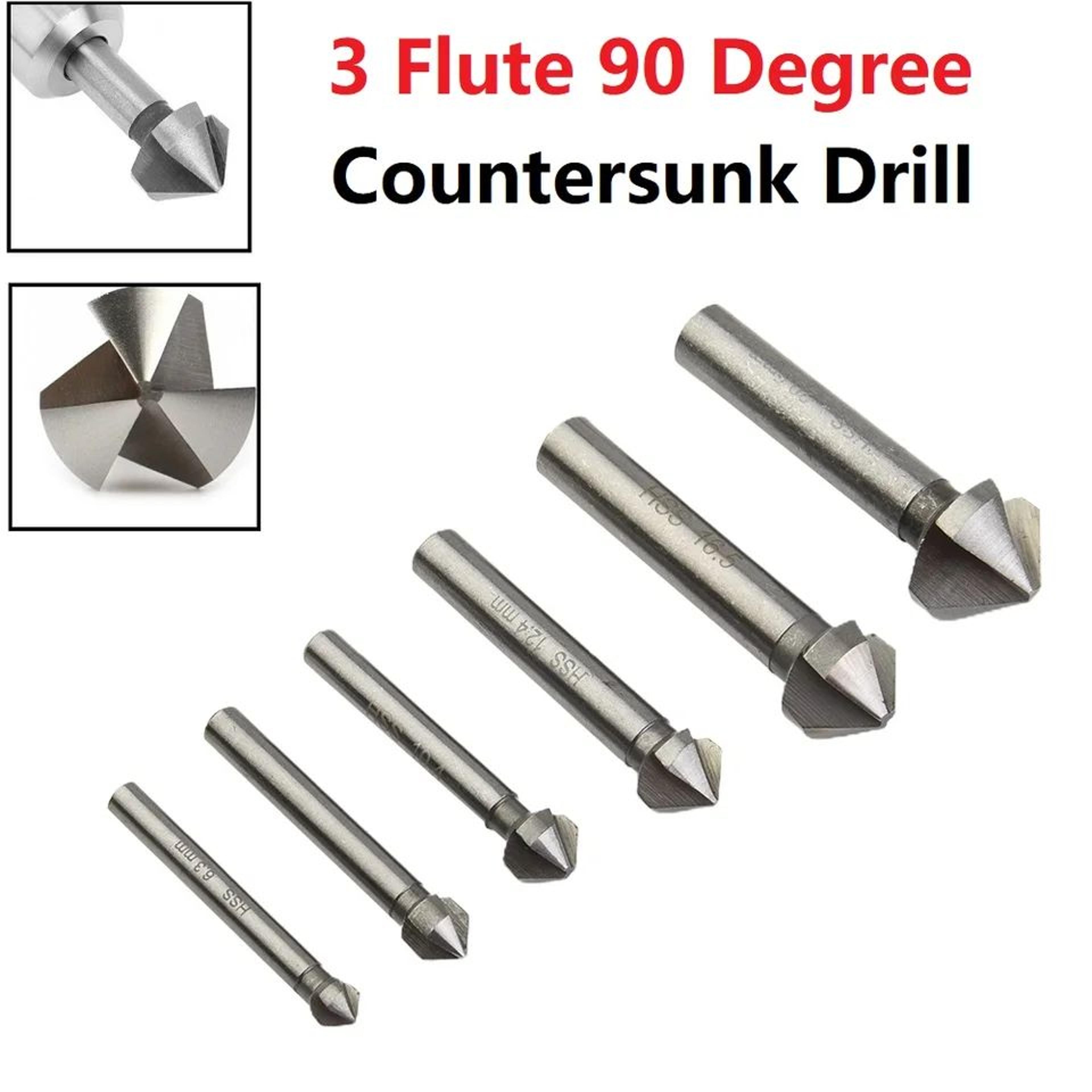 3 flute 90° hss countersink drill bit – chamfer cutter for stainless steel, wood, aluminum, pvc & metal drilling