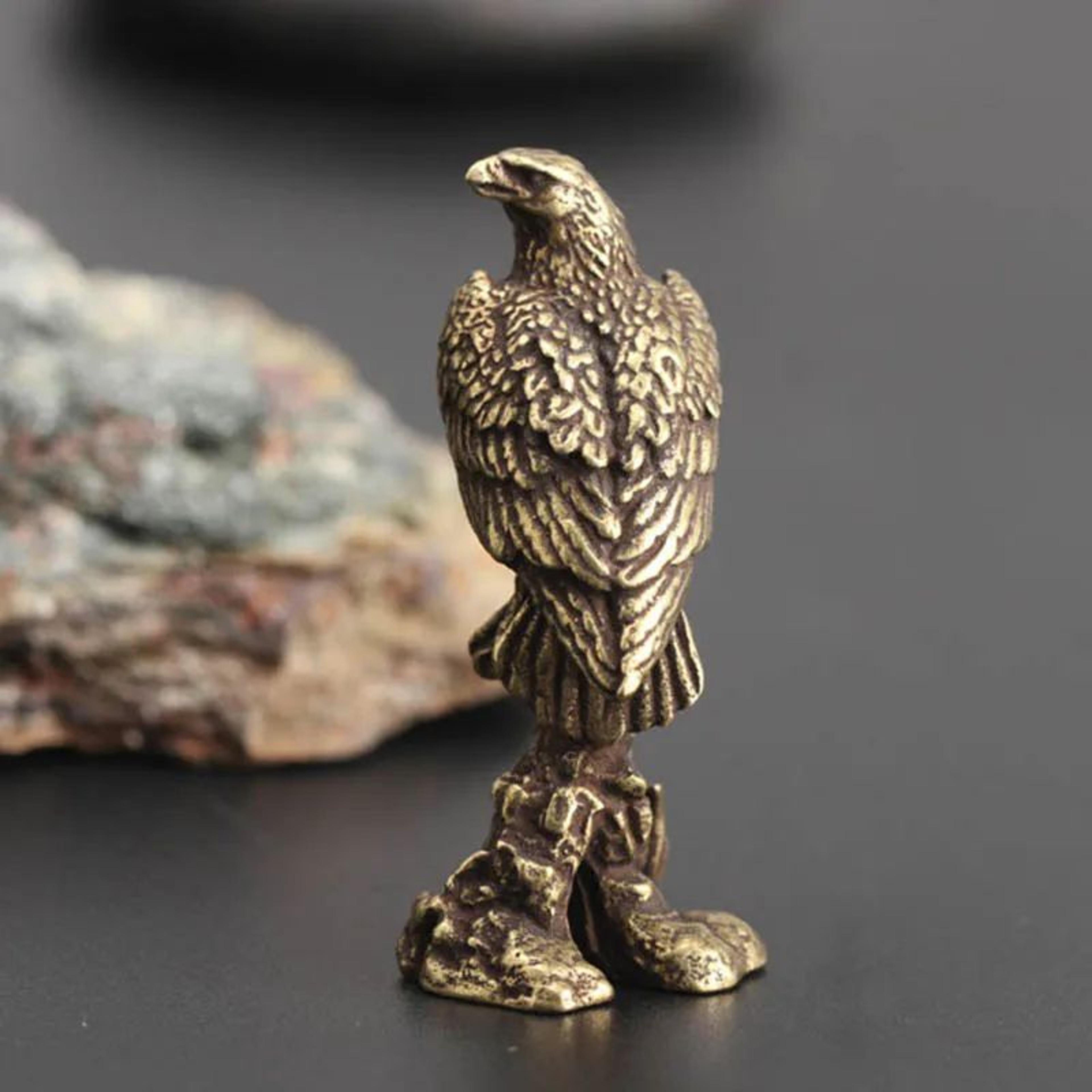 handmade vintage copper eagle bird figurine – mini animal sculpture for home office desk decor collectible gift