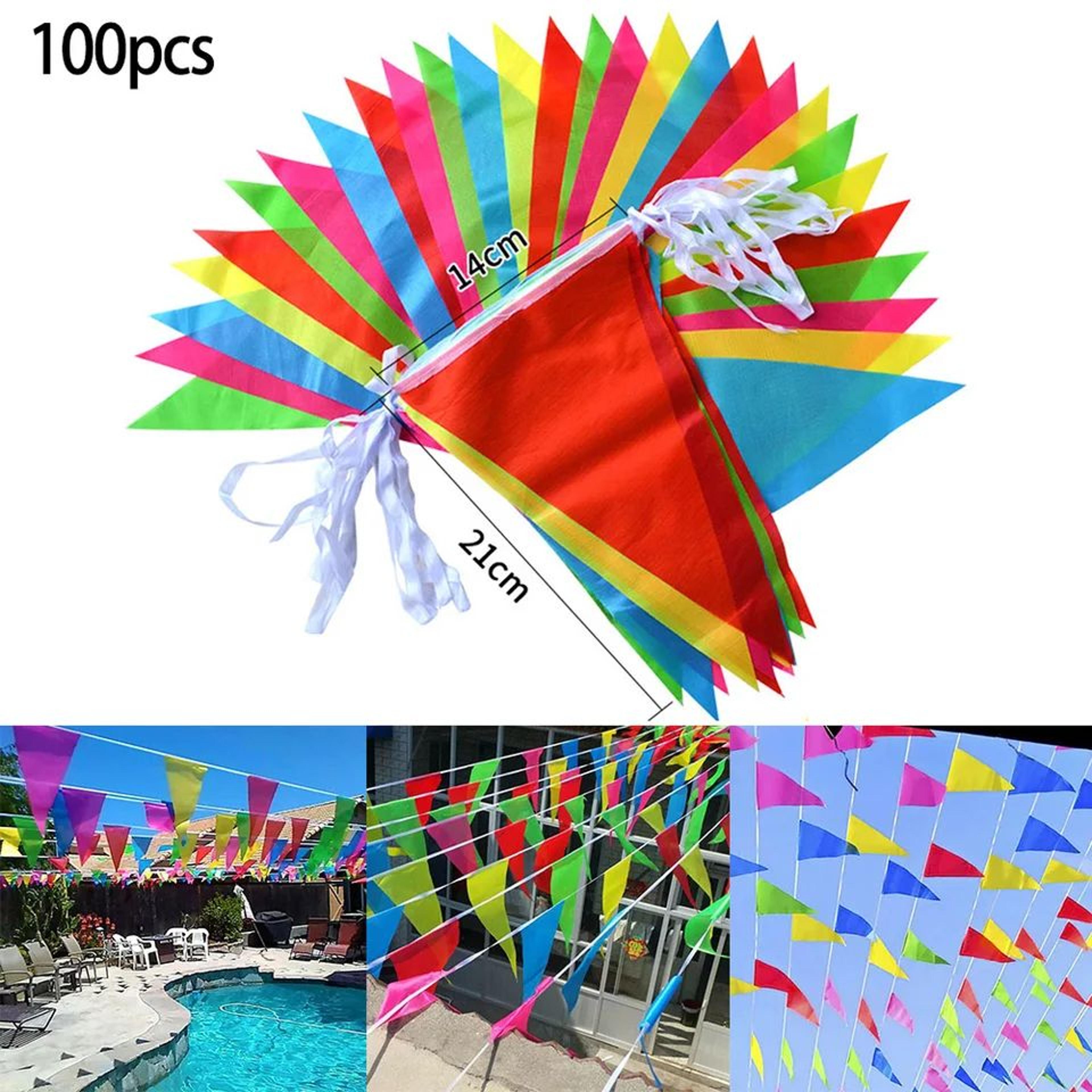 50m multicolored triangle flags bunting banner – reusable pennant decorations for parties, weddings, festivals & outdoor