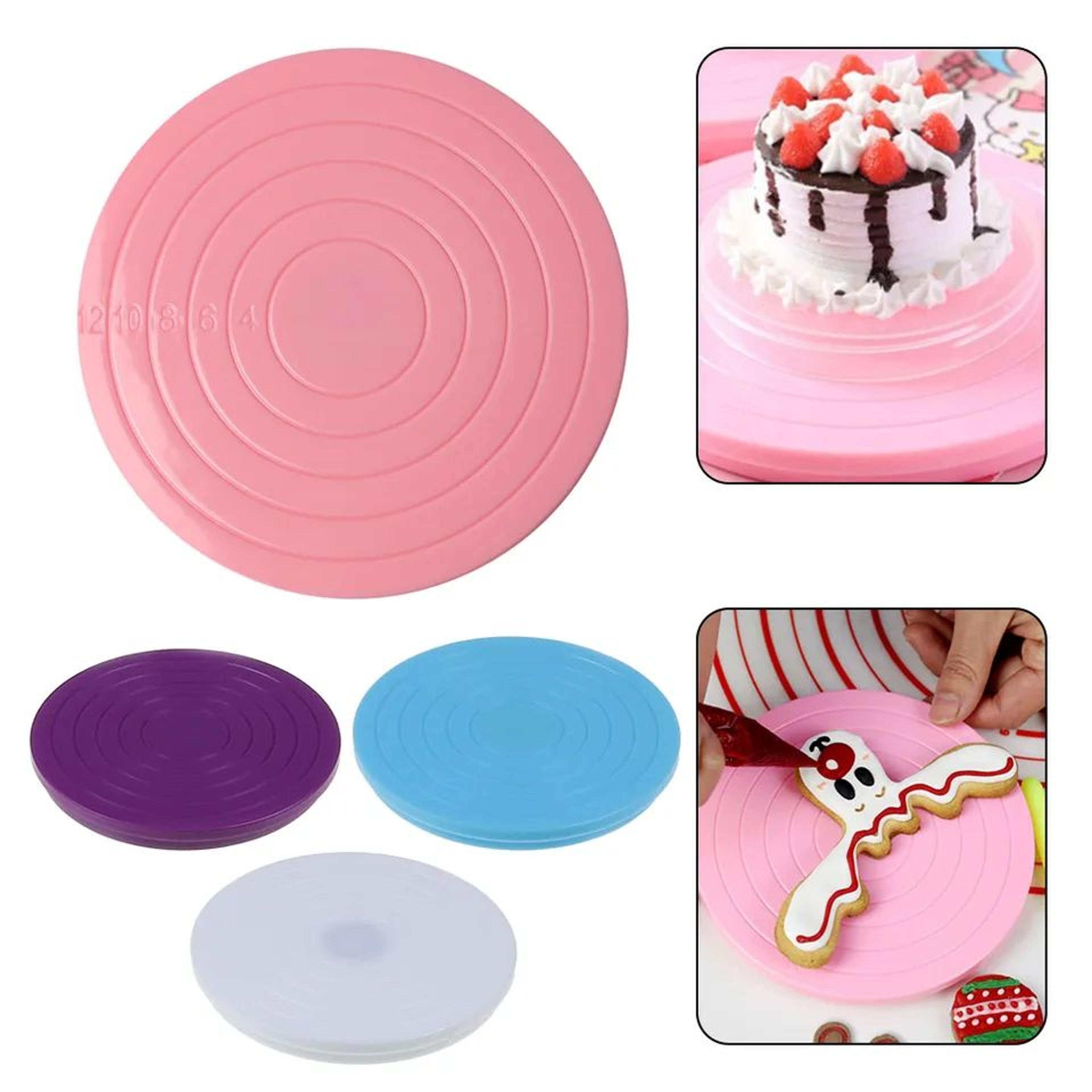 360° rotating cake decorating turntable stand – revolving pastry baking plate with measurement guide for cake decorating