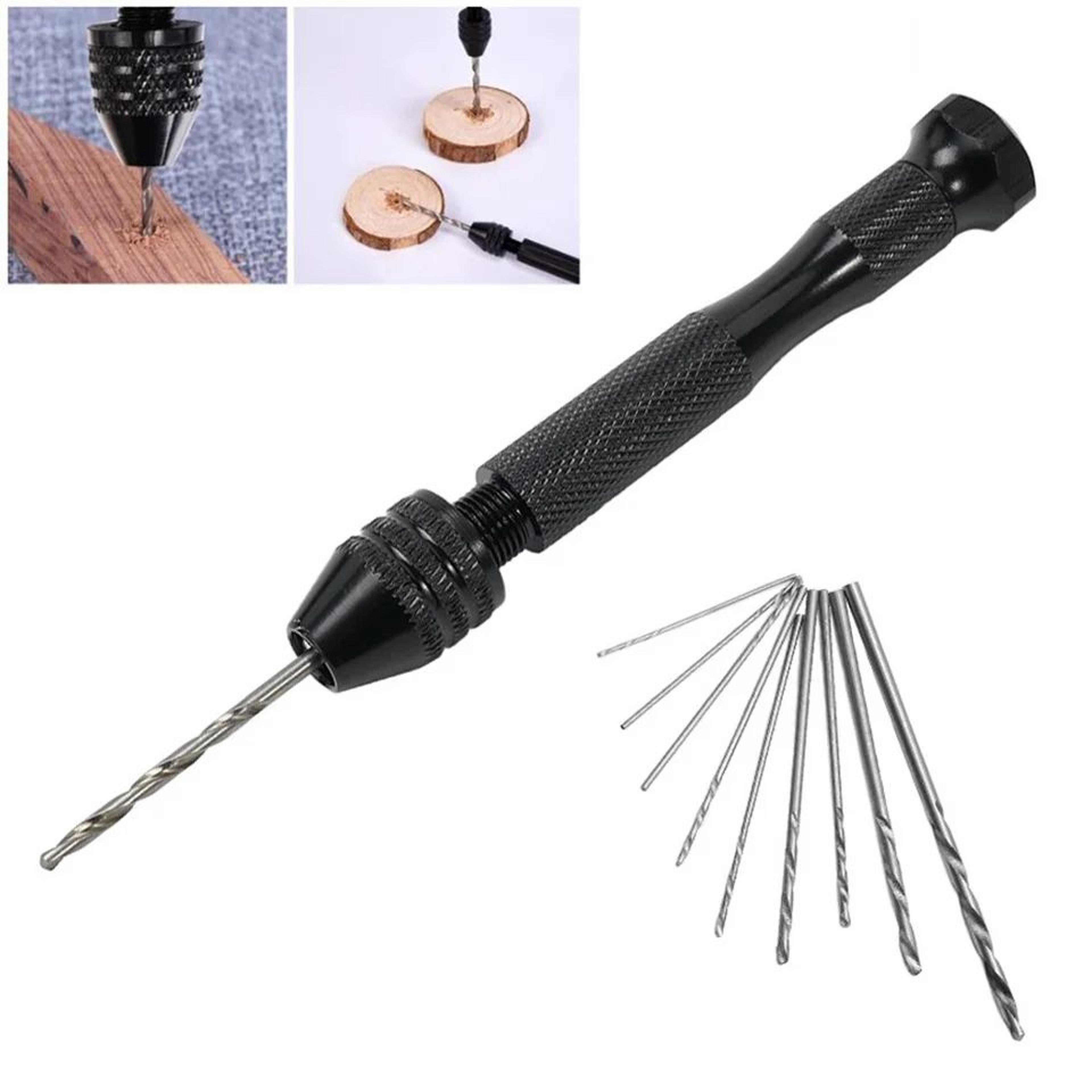 mini hand drill with drill bits set – 0.3–3.2 mm precision pin vise tool for diy crafts, jewelry, wood & model making