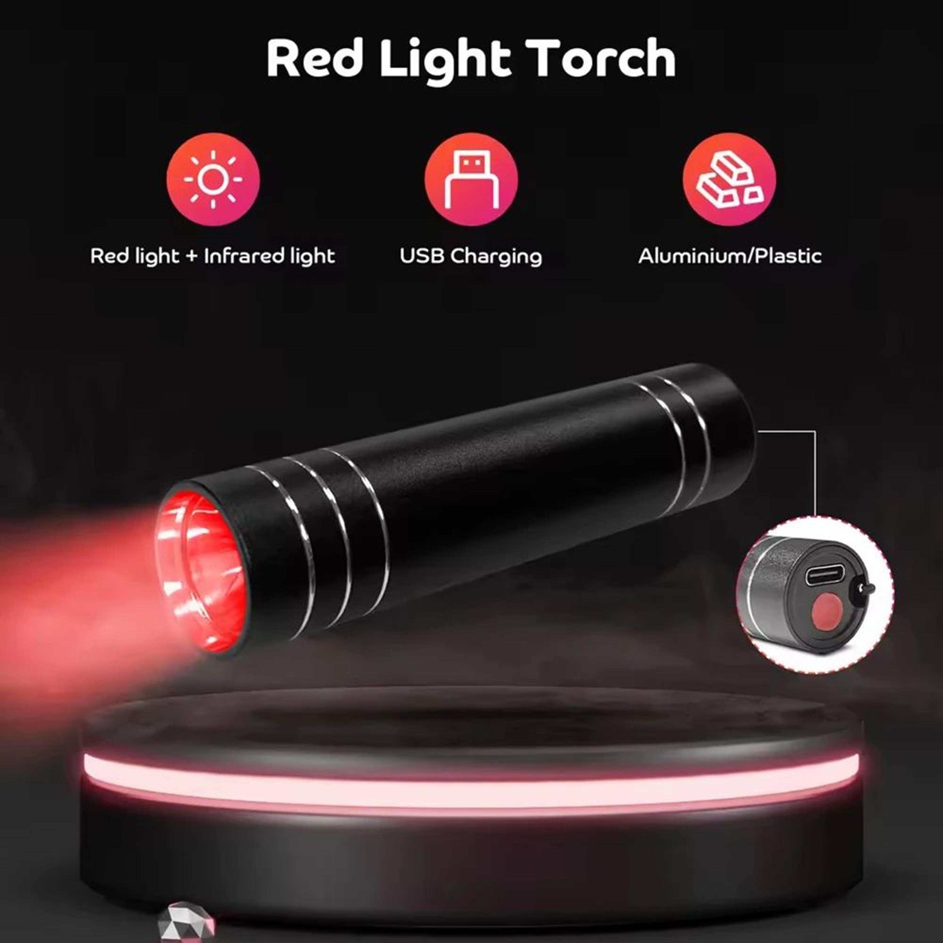 red light therapy lamp – 660 nm red & 850 nm near infrared led therapy torch with timer, usb rechargeable portable light