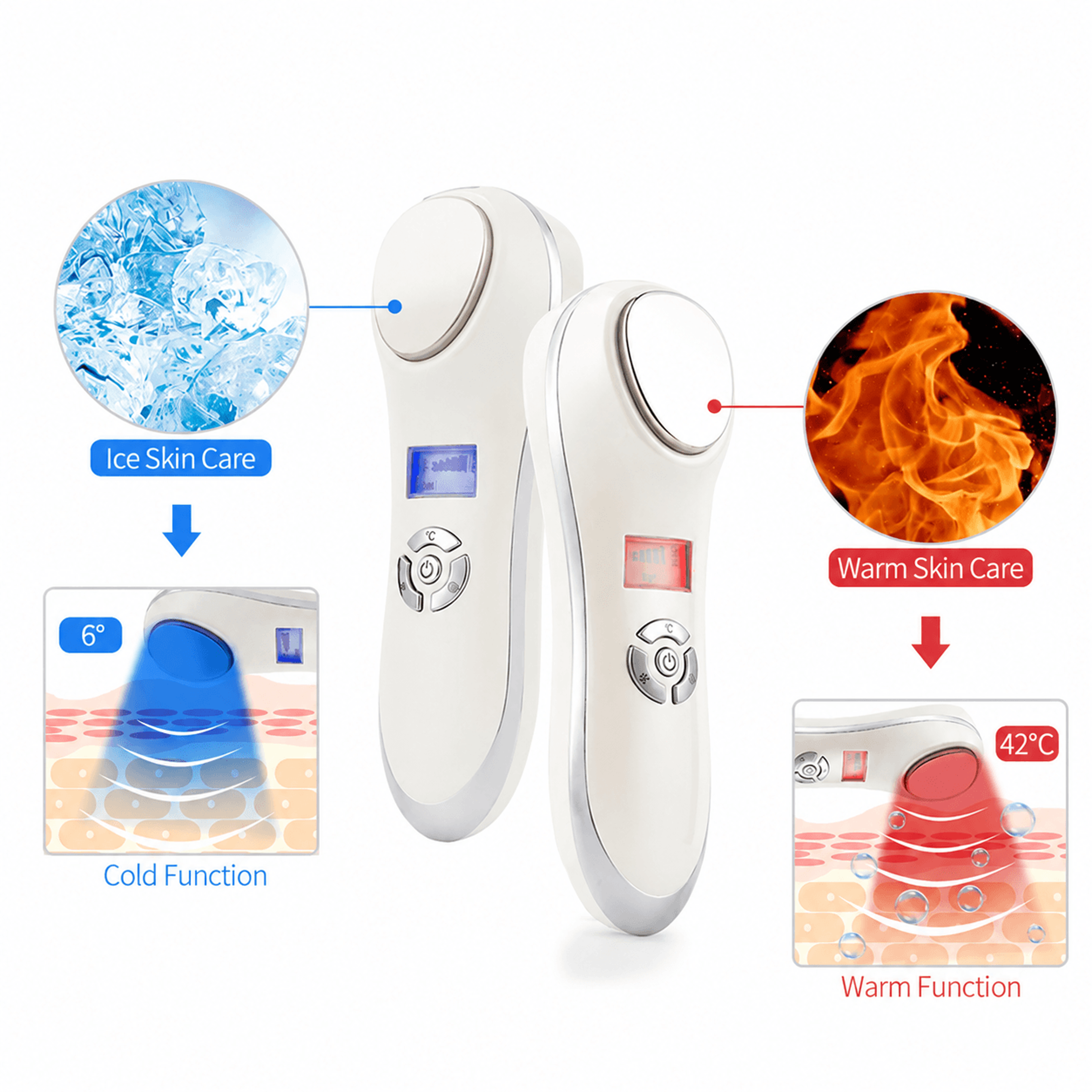 facial hot & cold vibration massager – cryotherapy skin care device for pore tightening, face lifting & relaxation