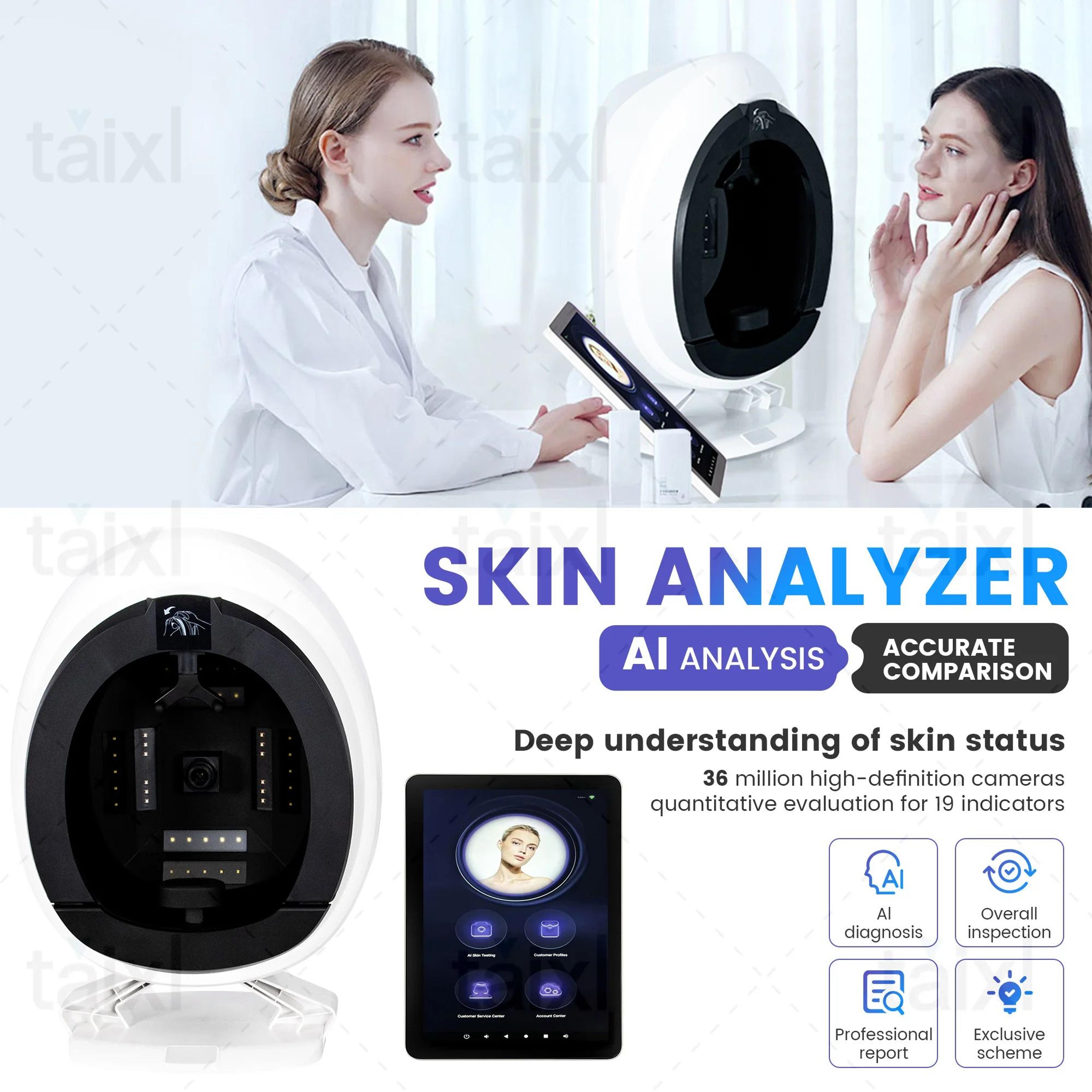 aisia q1 3d ai facial skin analyzer – 8 spectrum skin analysis machine with hd camera for beauty salon & clinic