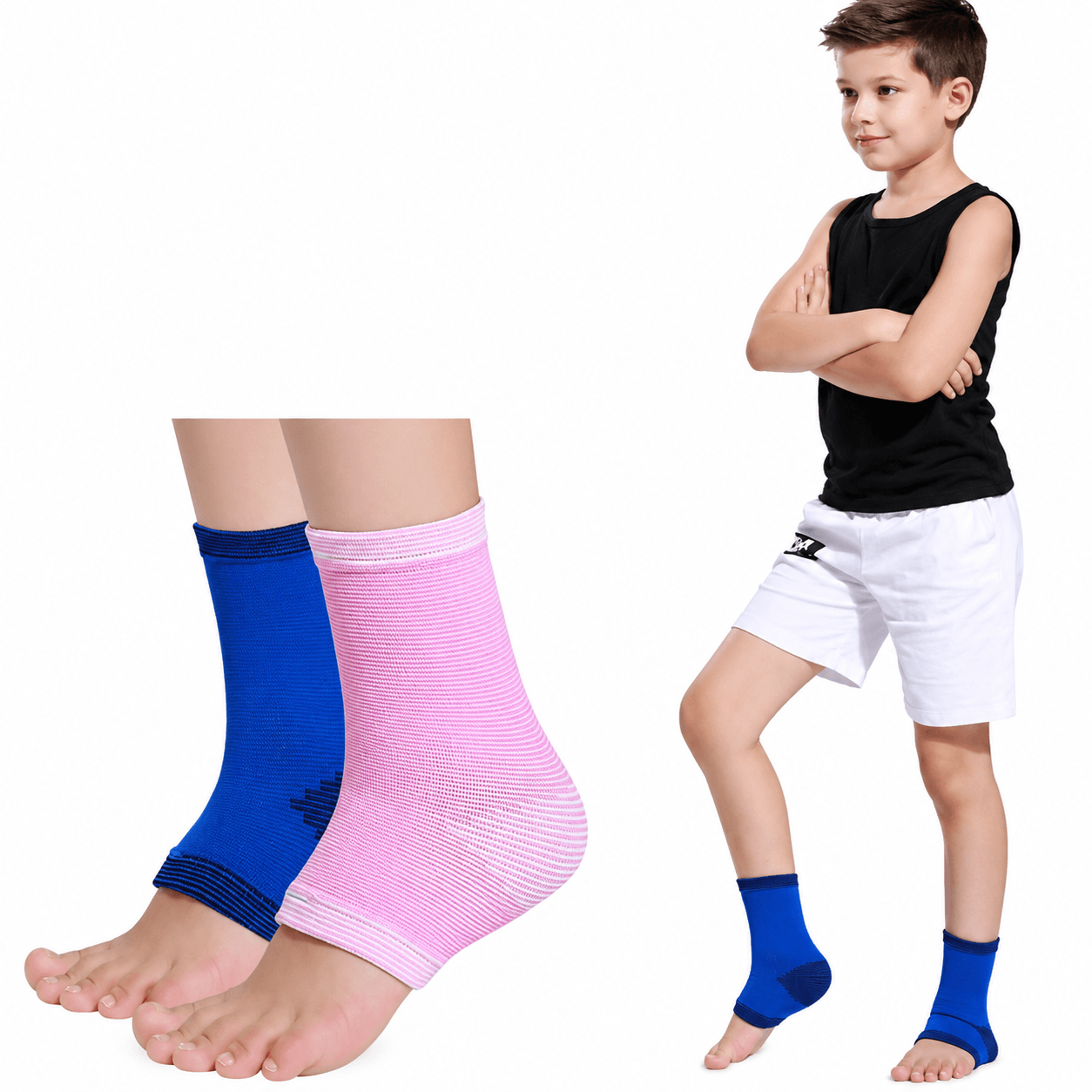 1 pair kids ankle compression brace – adjustable sports support sleeves for running, cycling, basketball & fitness