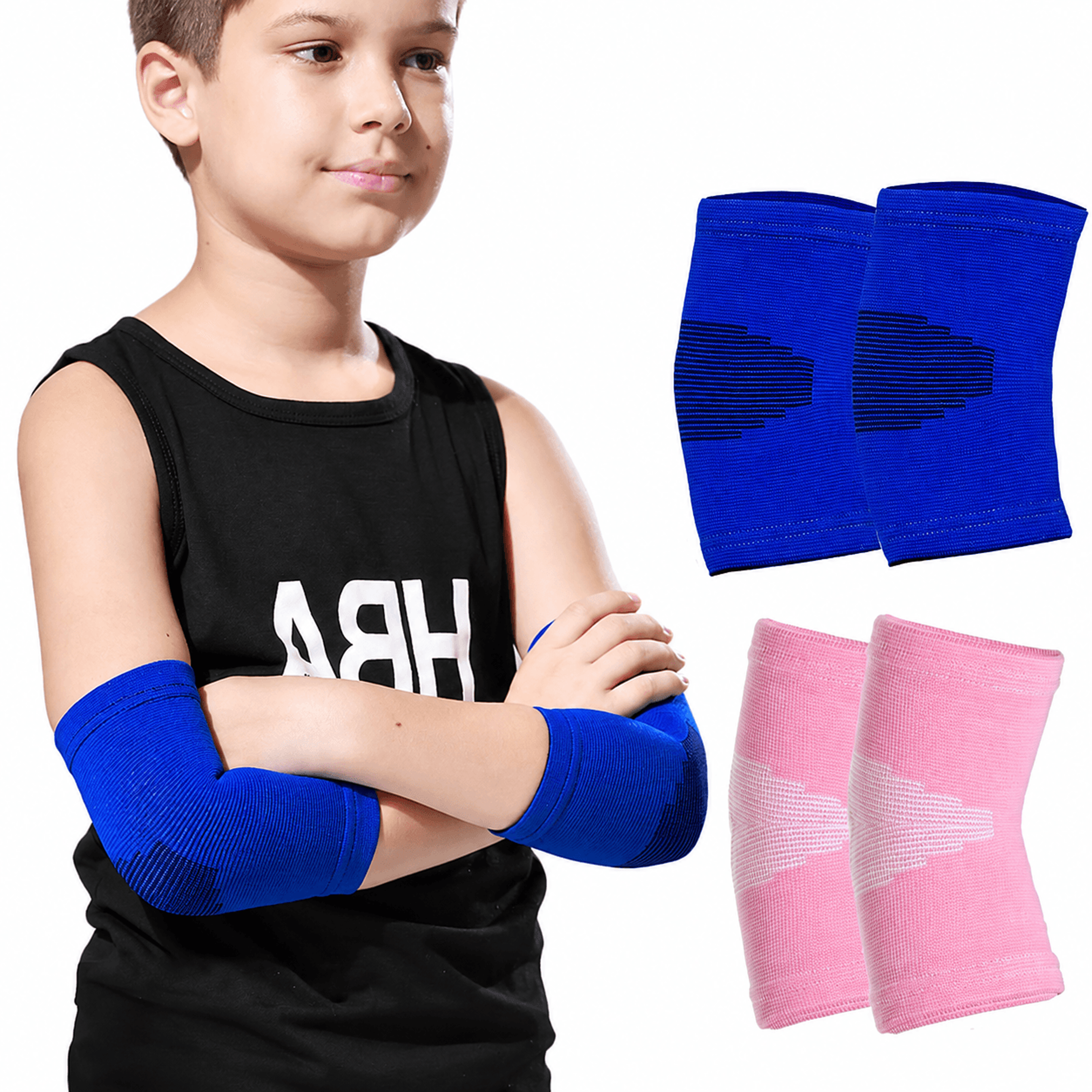 1 pair kids knit elbow brace – compression arm support sleeves for volleyball, tennis, basketball & sports