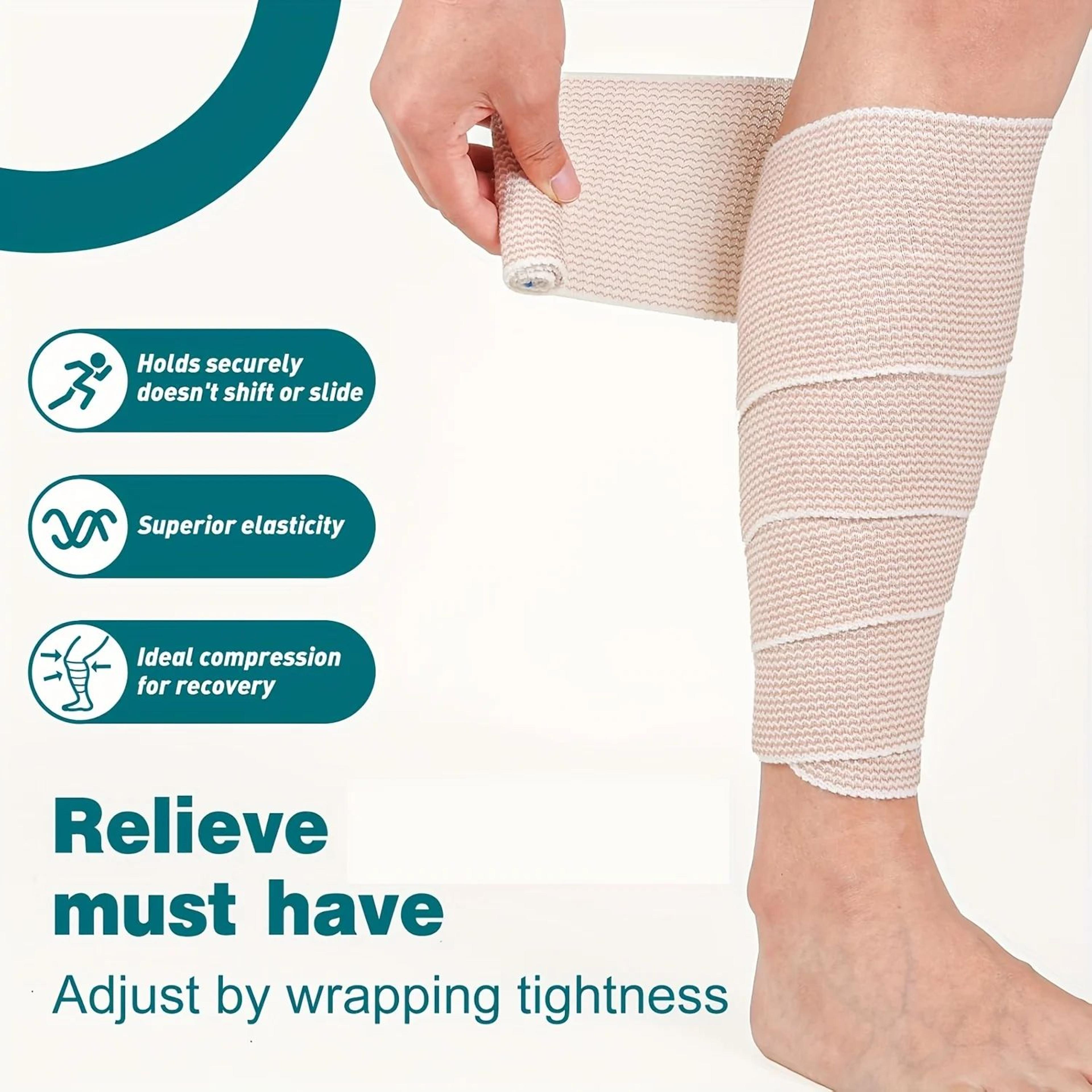 2 pack elastic compression bandage wrap – reusable hook & loop support for knees, ankles, wrists, legs & sports