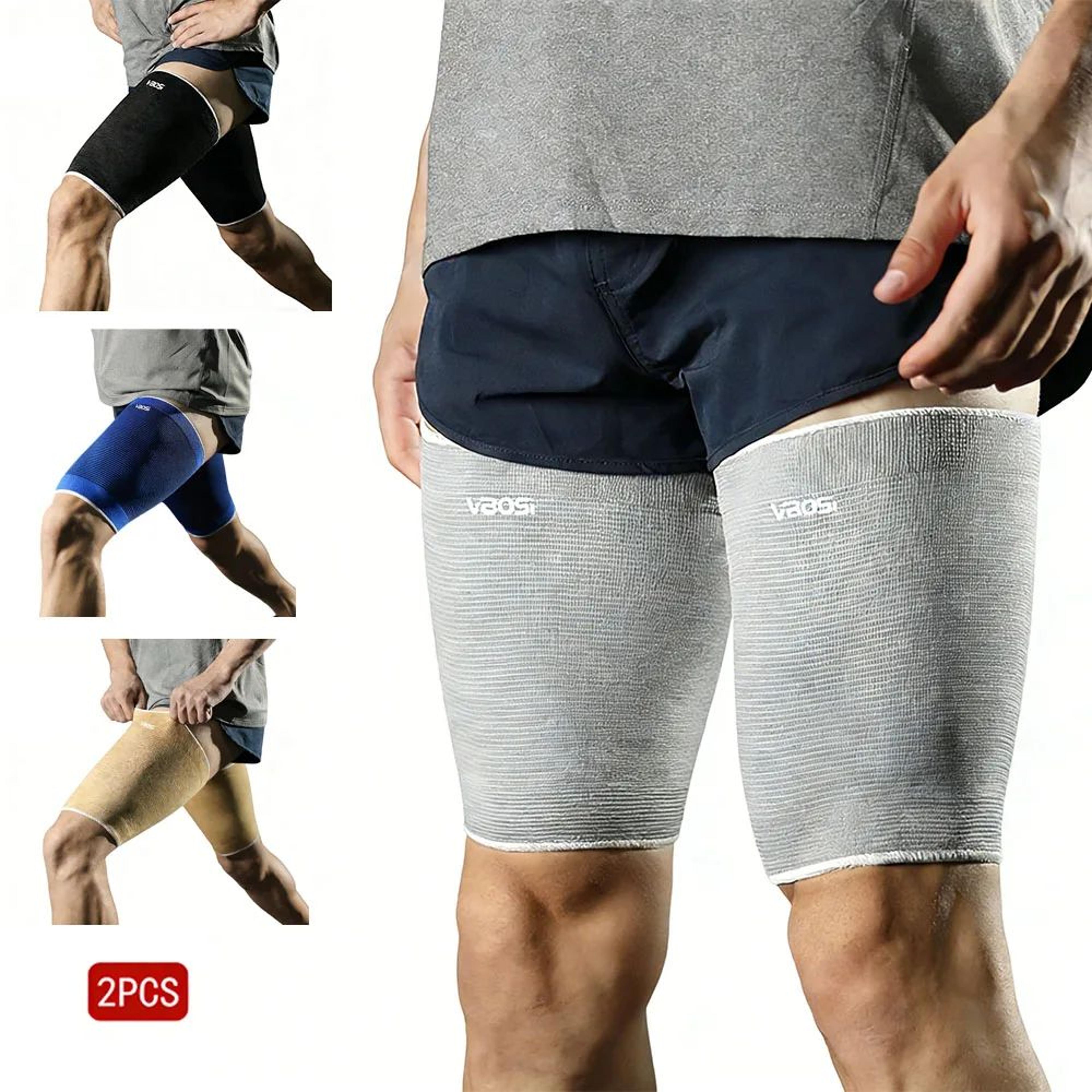 2 pcs thigh compression sleeves – elastic thigh support brace for running, sports, muscle recovery & pain relief