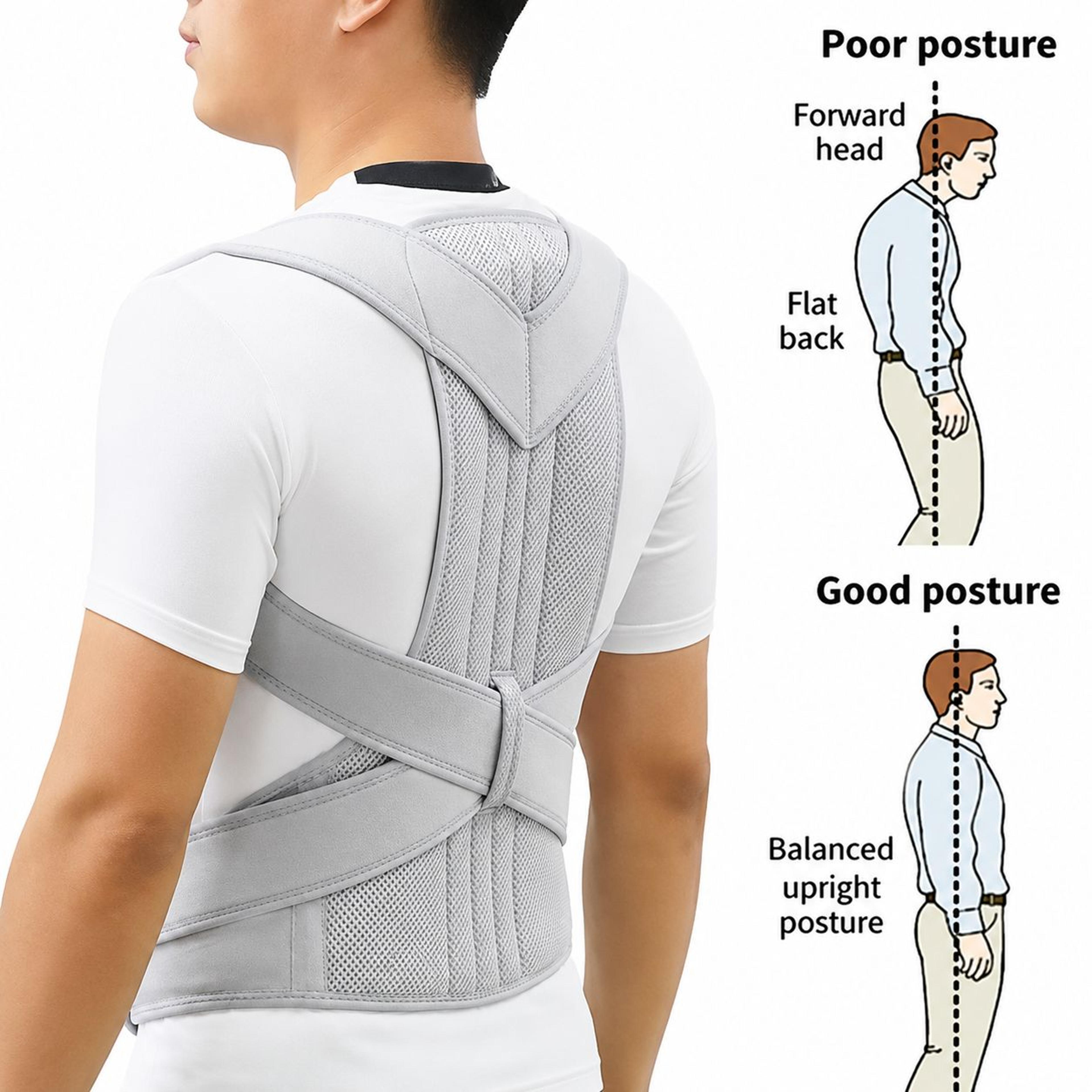 adjustable back posture corrector for men & women – shoulder support brace for spine alignment & back pain relief