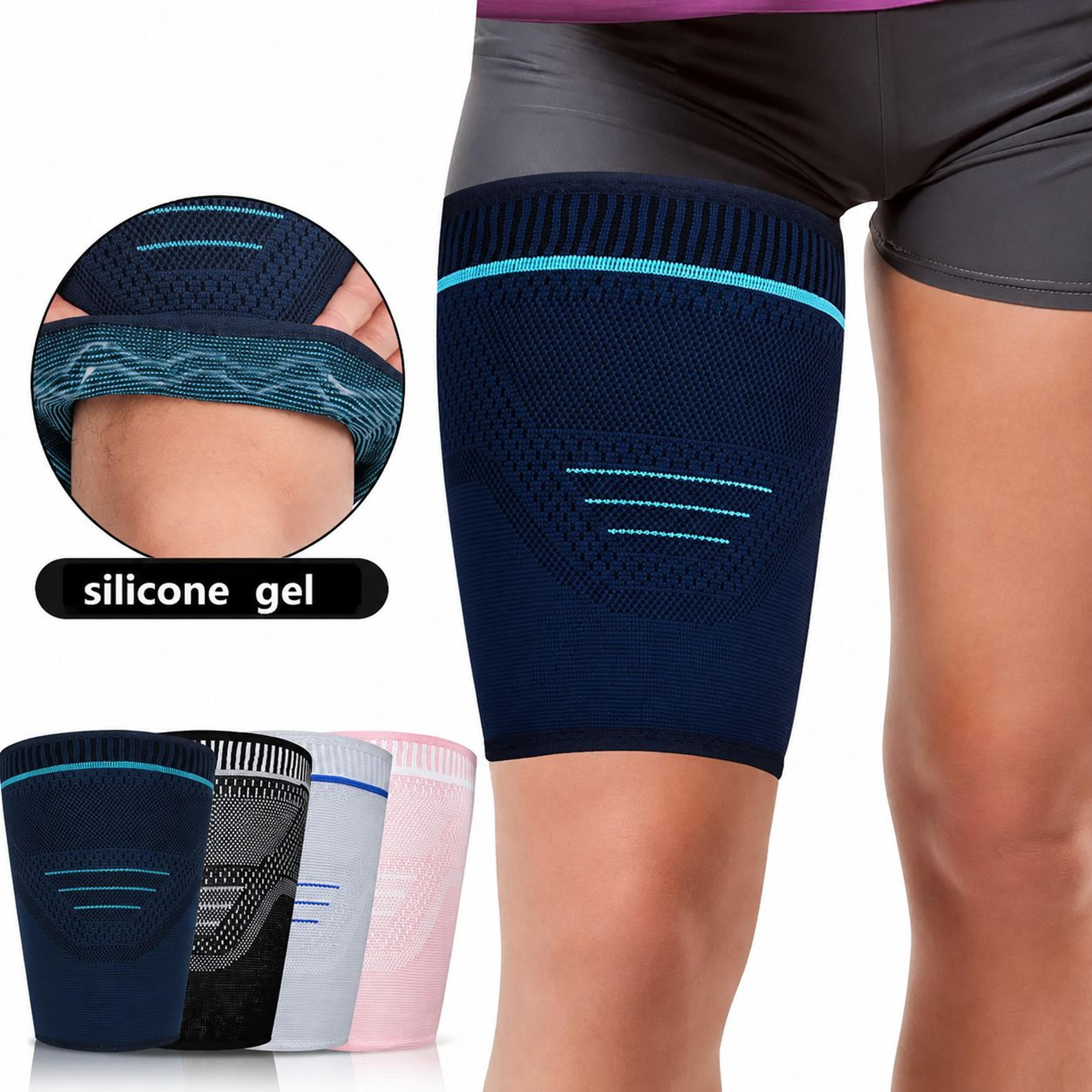 1pc thigh compression sleeve – anti-slip upper leg brace for quad, hamstring support, muscle recovery & pain relief