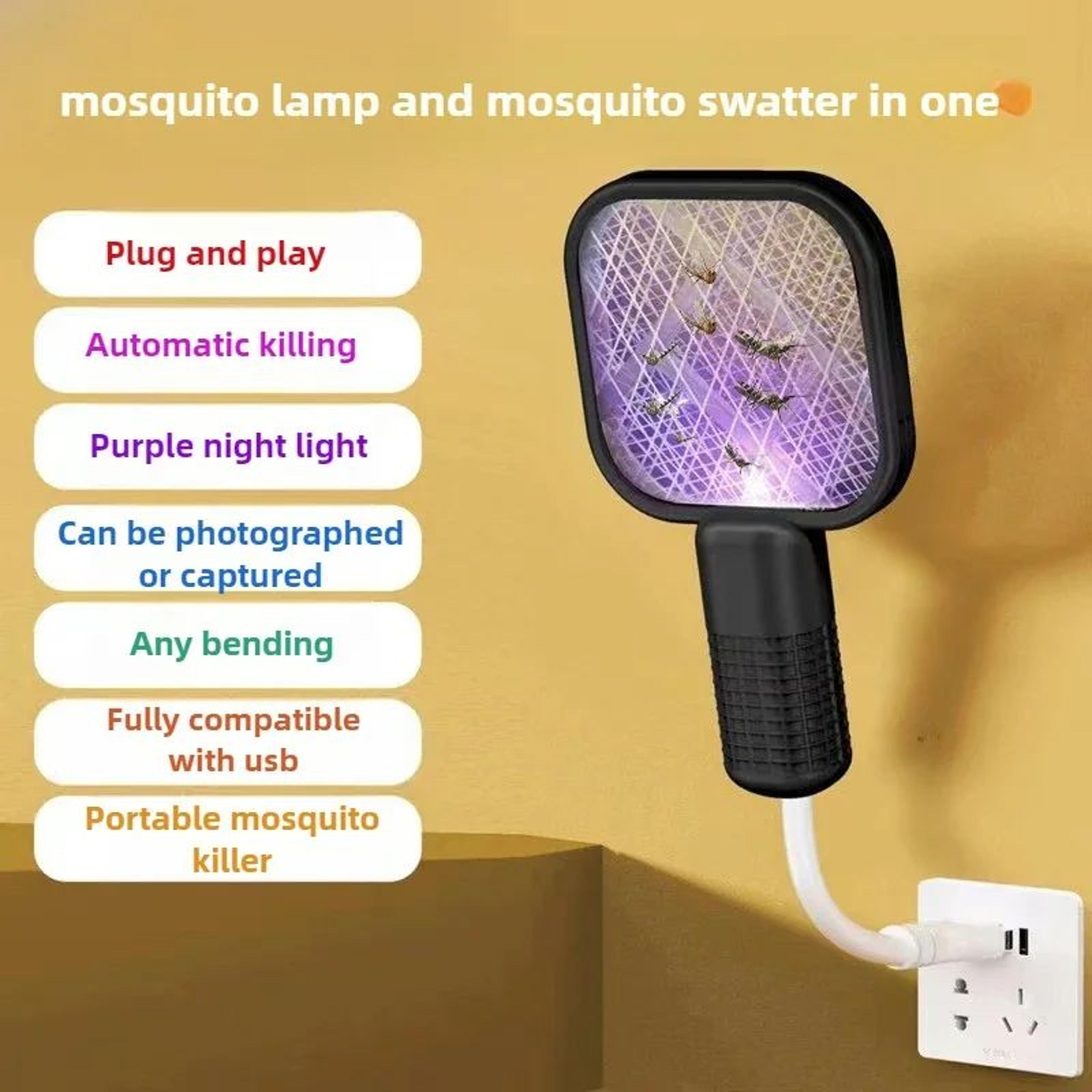 rechargeable electric mosquito swatter with uv light – usb fly bug zapper racket for indoor, outdoor & camping use