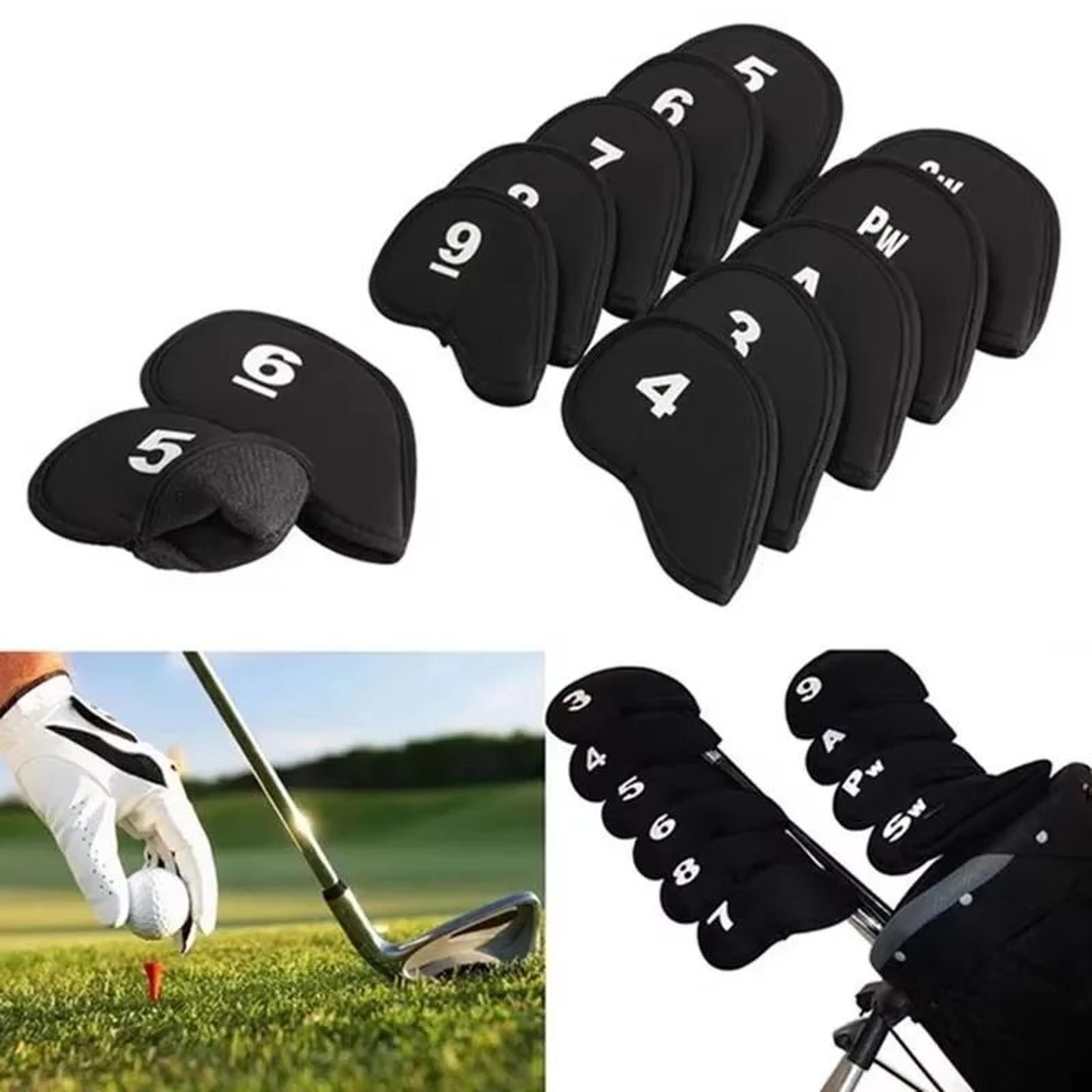 10pcs portable golf club iron head covers set – protective golf iron headcover protectors for scratch & impact protectio