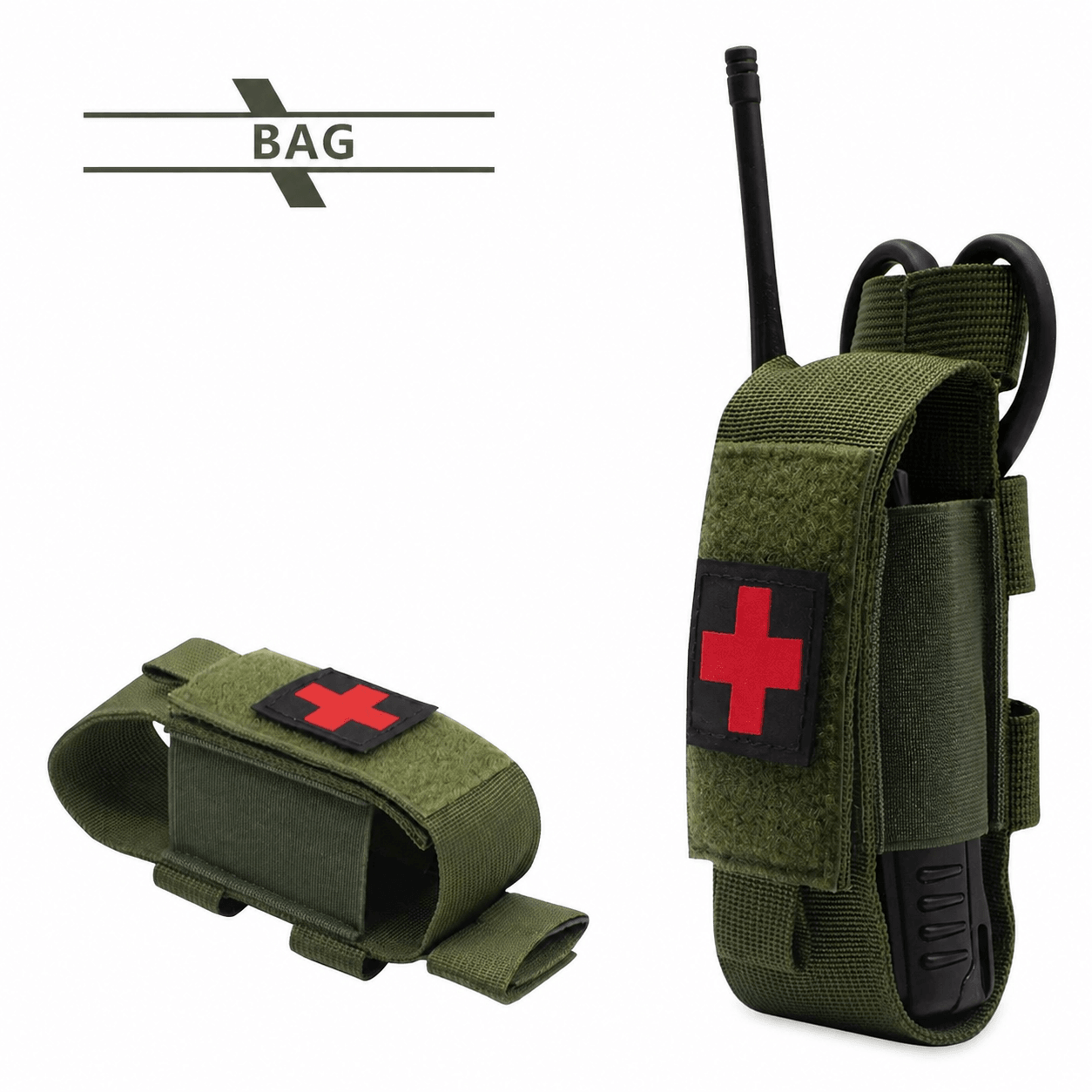 tactical nylon tourniquet pouch – molle medical scissor & single pistol mag holder for outdoor hunting gear