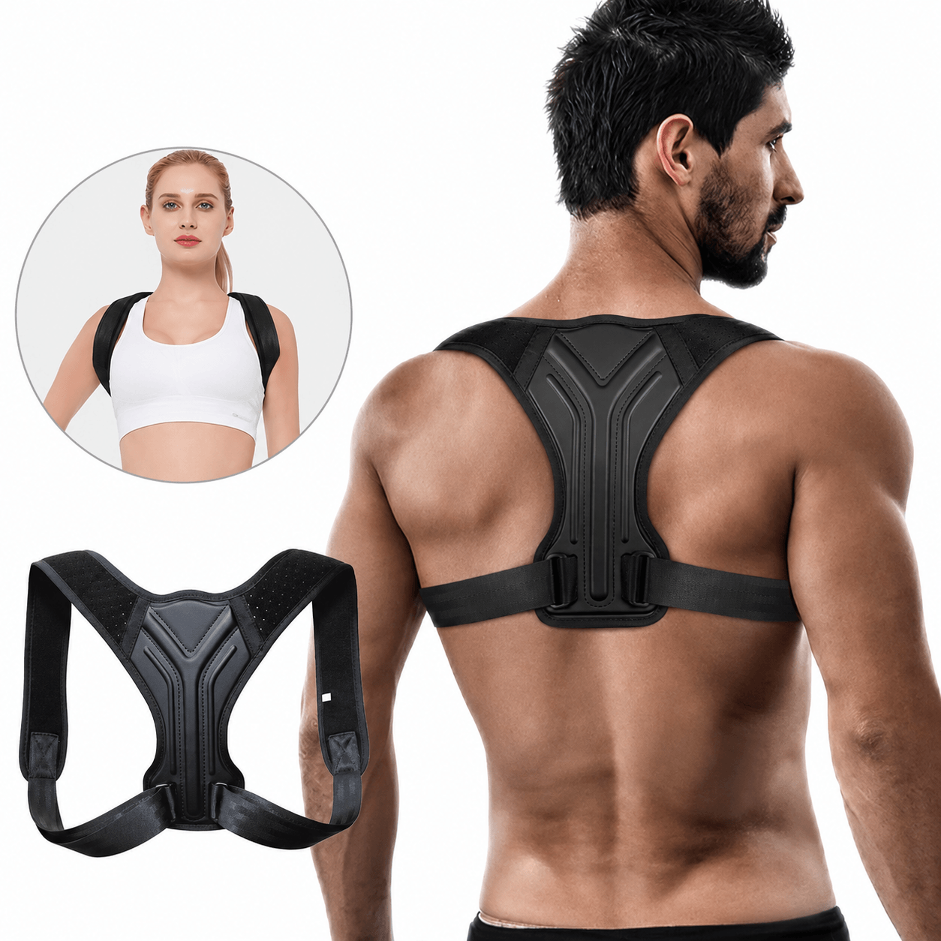 adjustable back shoulder posture corrector belt – clavicle spine support brace for men, women & teens xs–xl