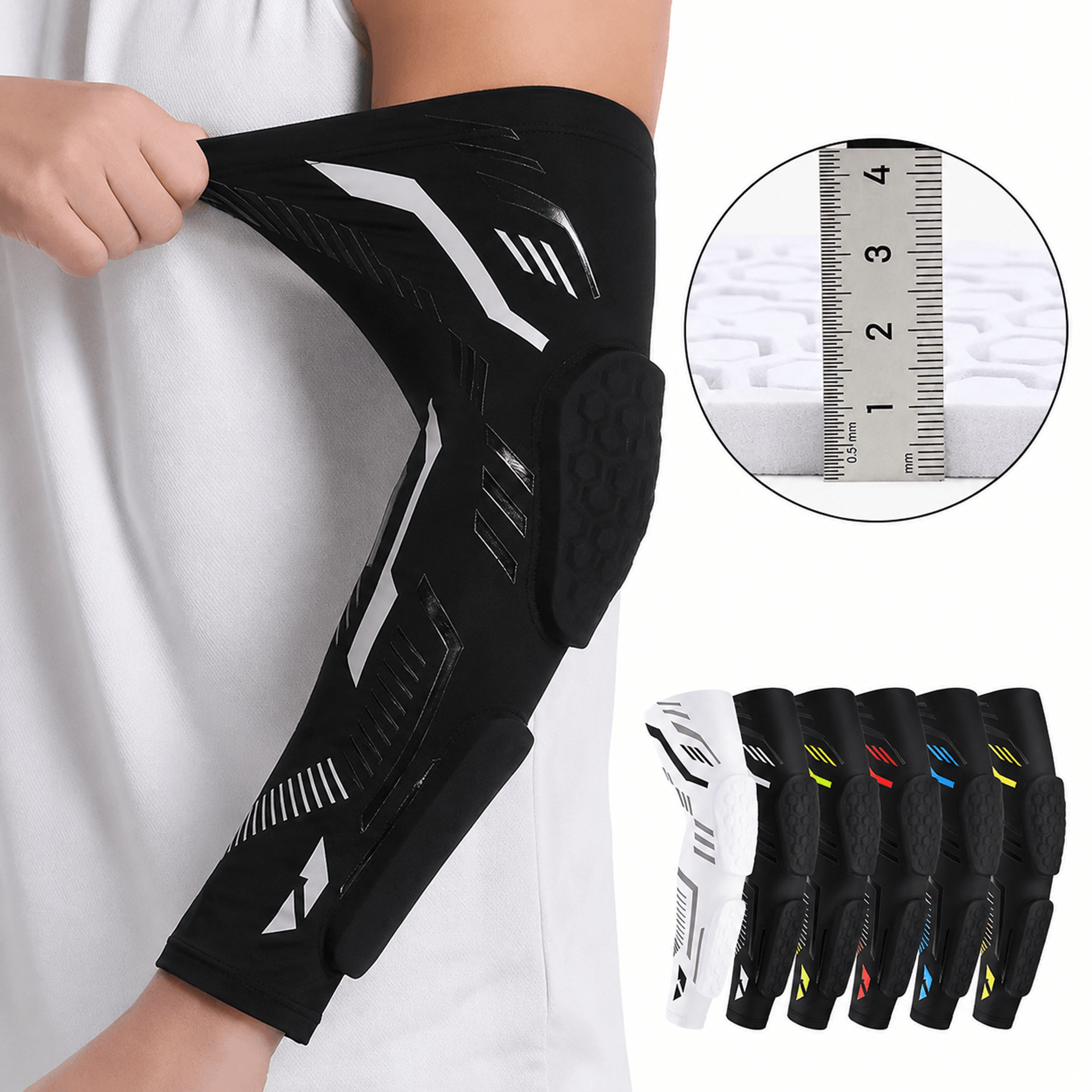 1pc sports padded compression arm sleeve with eva elbow pad – uv protection arm guard for basketball & football