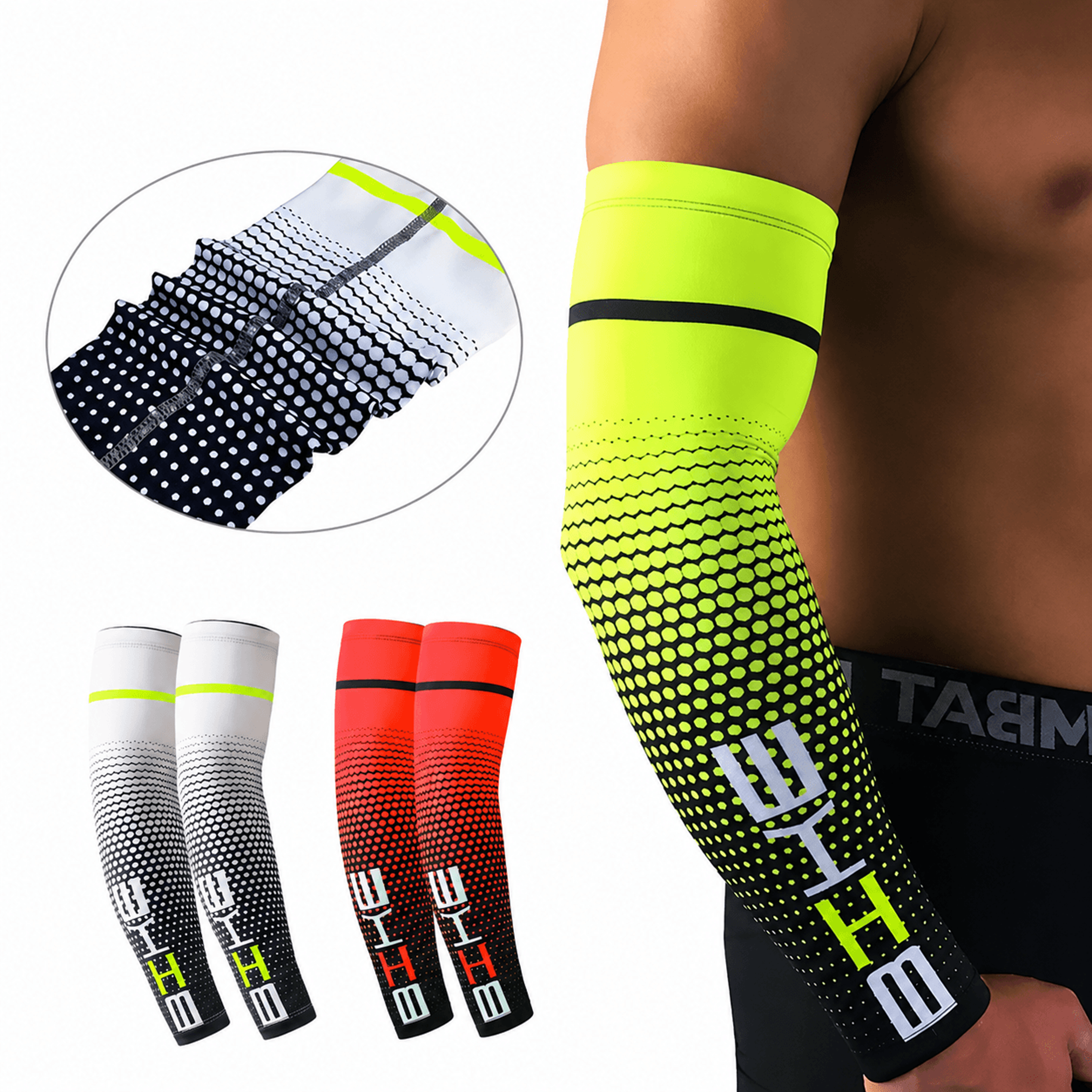 1 pair uv sun protection cooling arm sleeves – elastic sports compression sleeves for cycling, running & outdoor activit