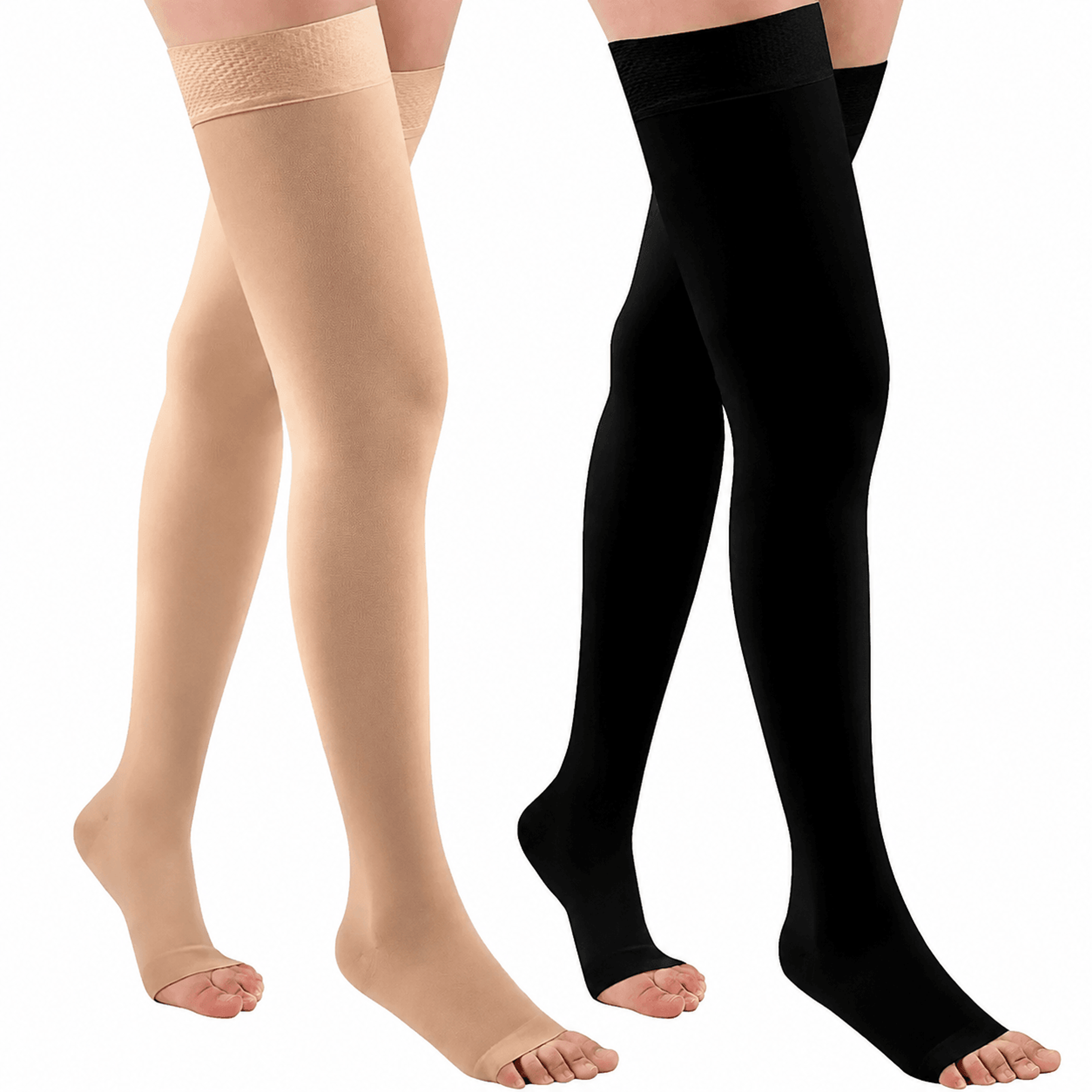 1 pair 20–32 mmhg thigh high toeless compression stockings – silicone grip circulation socks for men & women