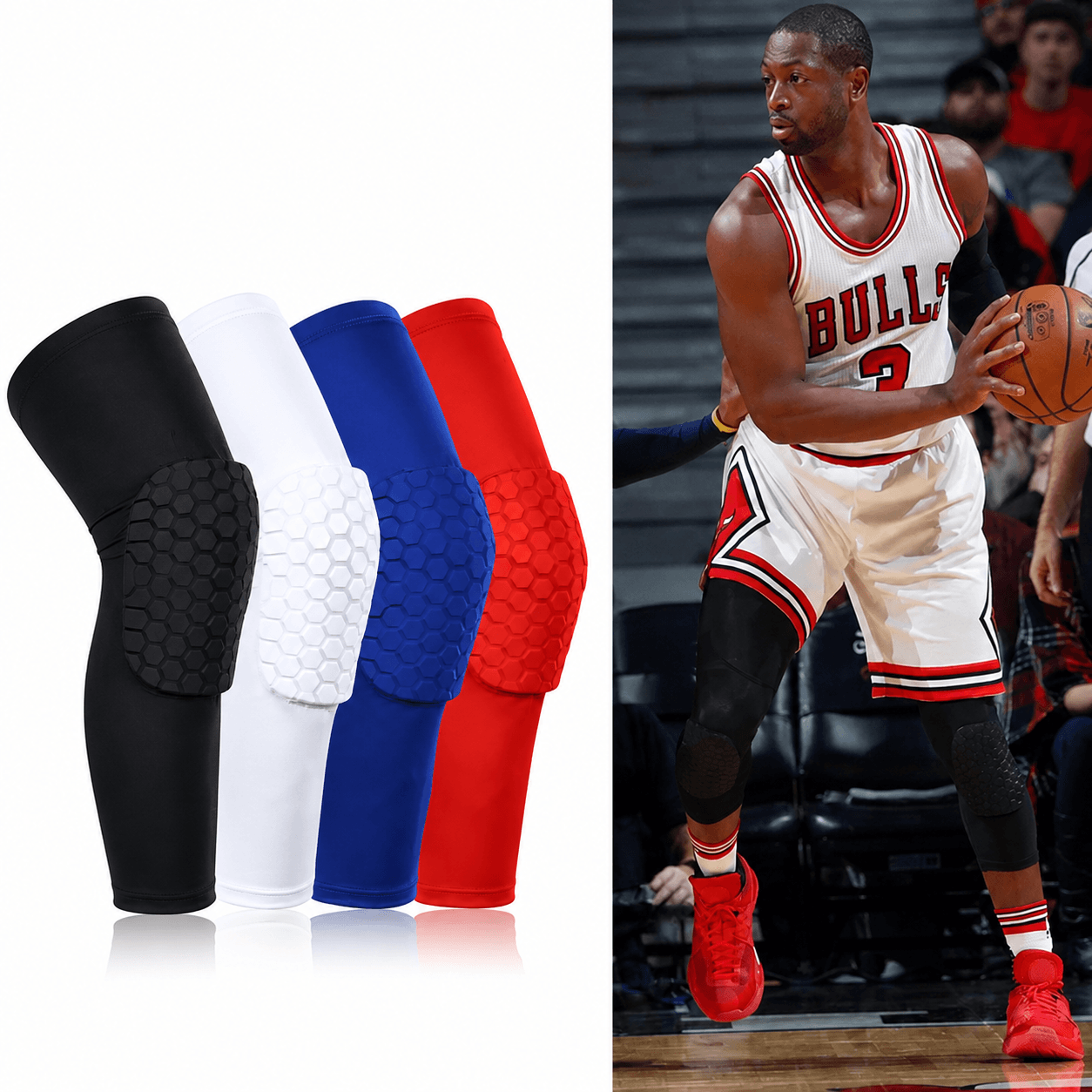 1pc compression knee pad long leg sleeve – honeycomb knee support brace for basketball, running, cycling & sports