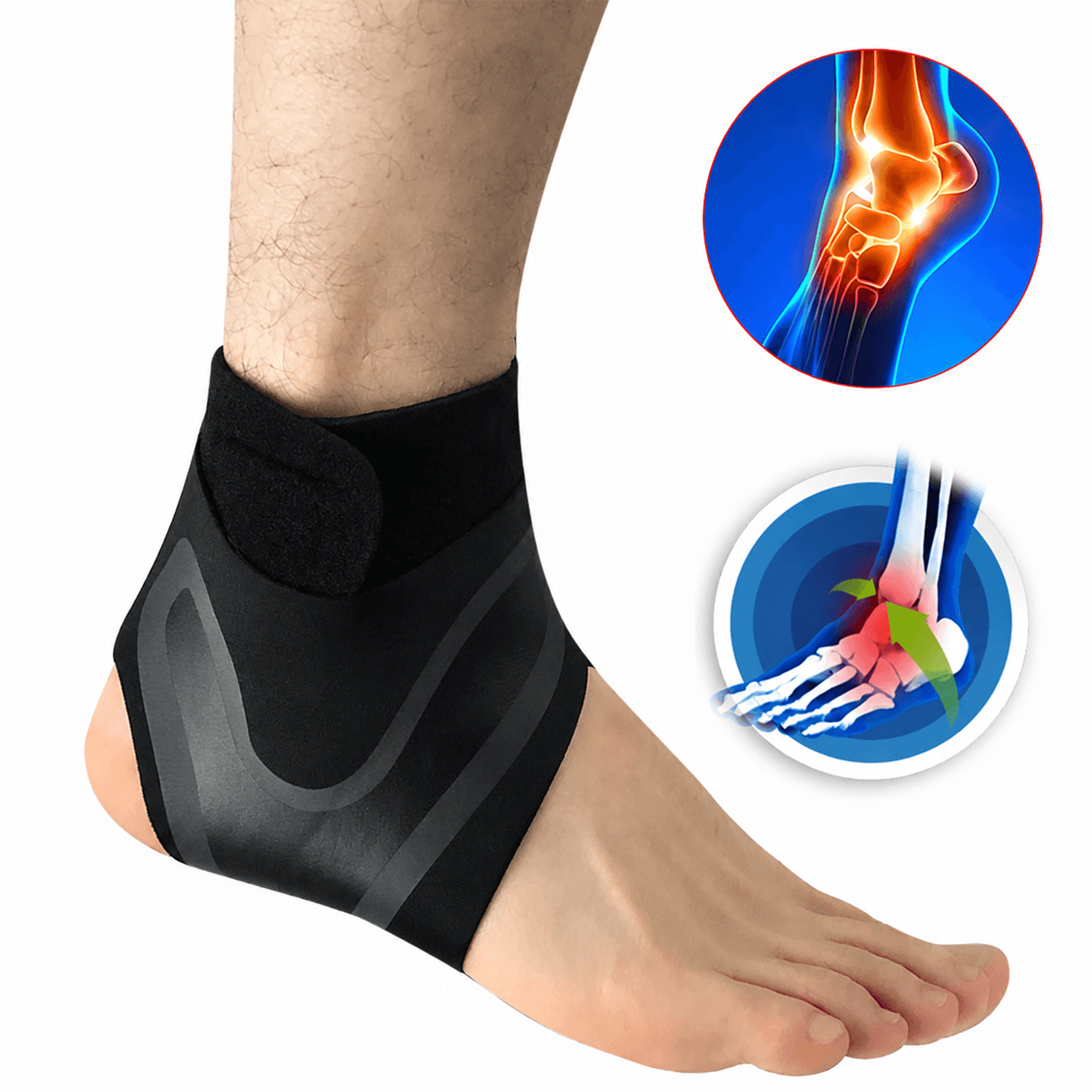 1pc adjustable ankle compression sleeve support – anti sprain foot brace for running, sports & heel protection