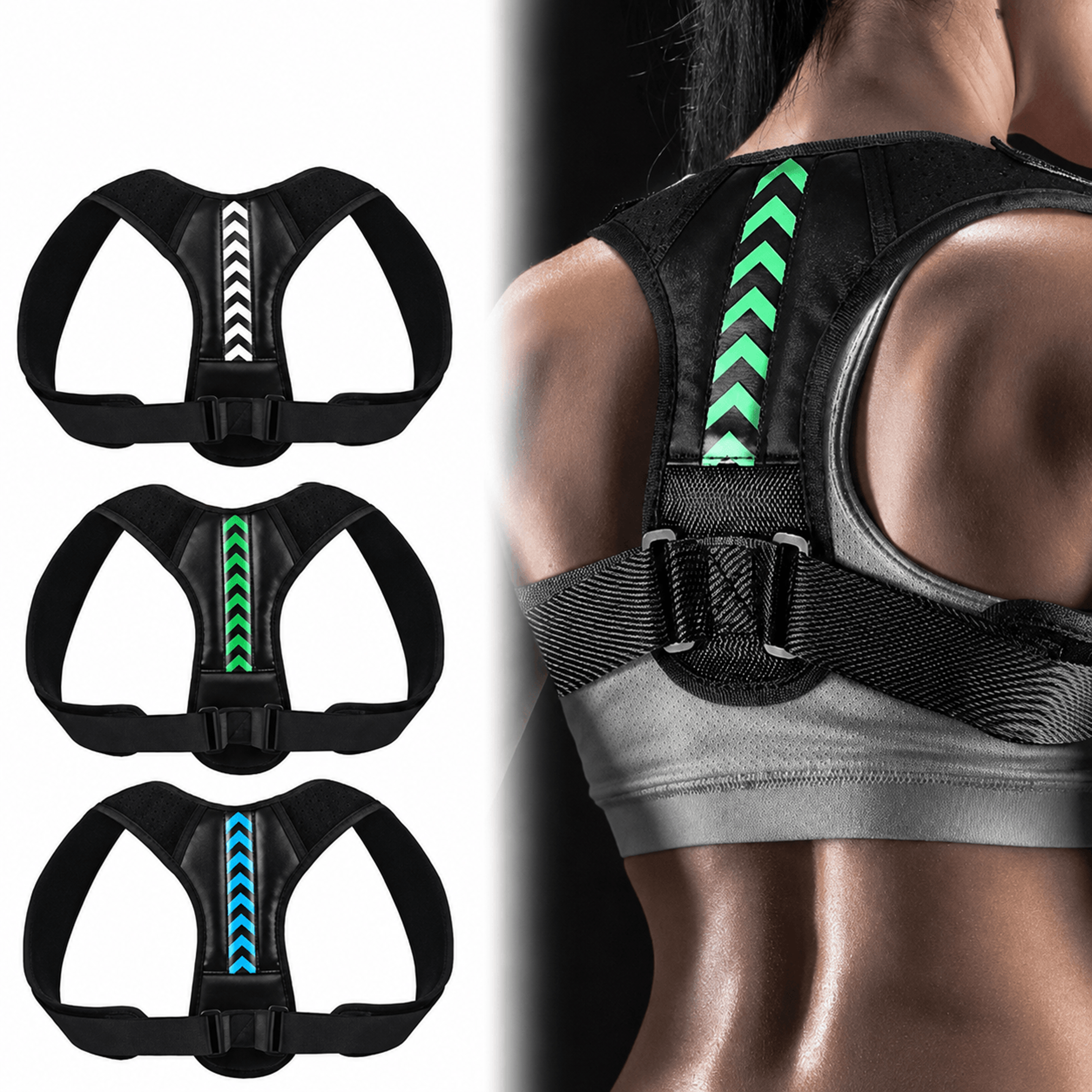 adjustable back posture corrector belt – shoulder & spine support brace for men & women with 6 sizes